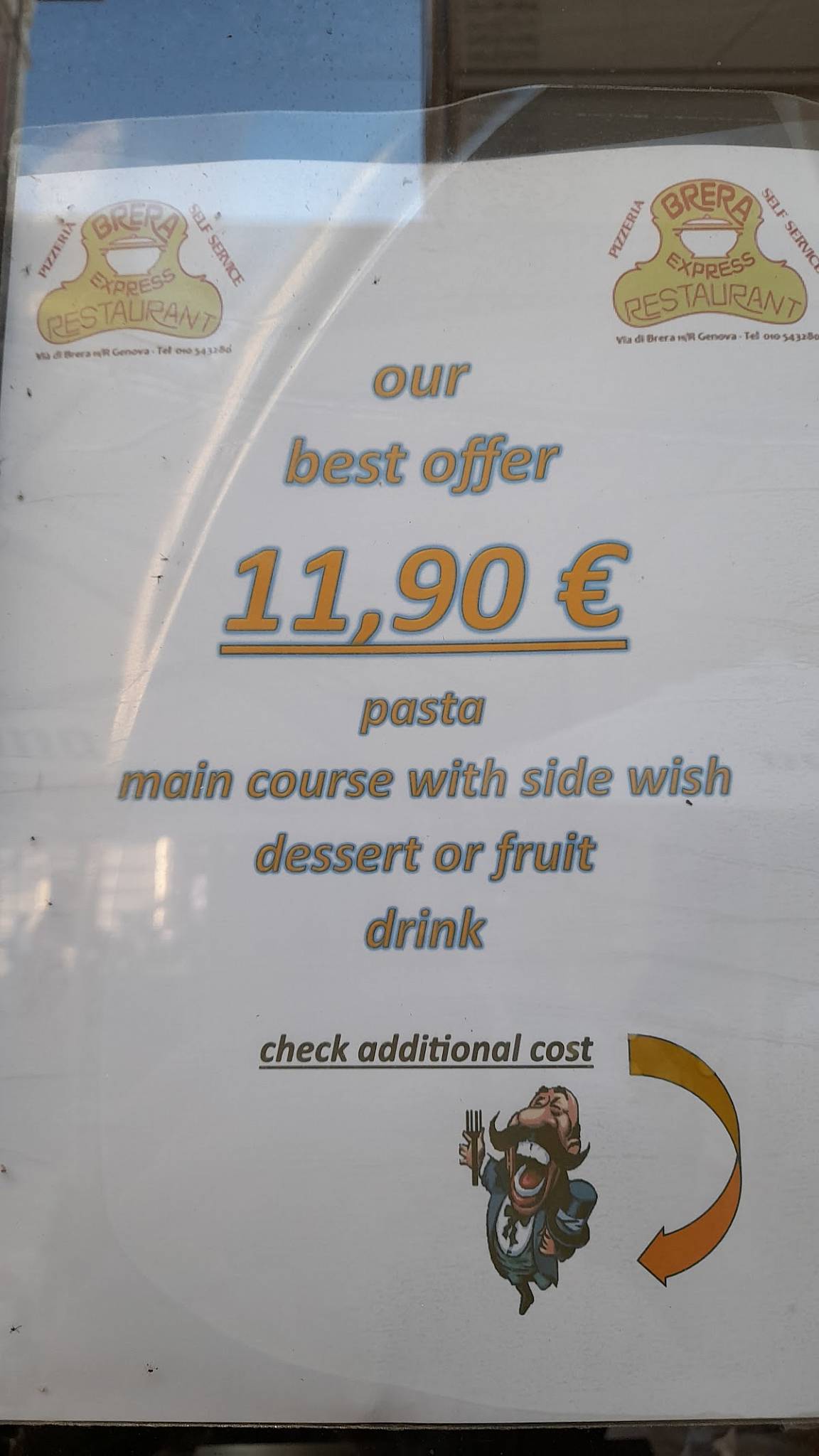 Menu di Brera Express Restaurant Pizzeria 