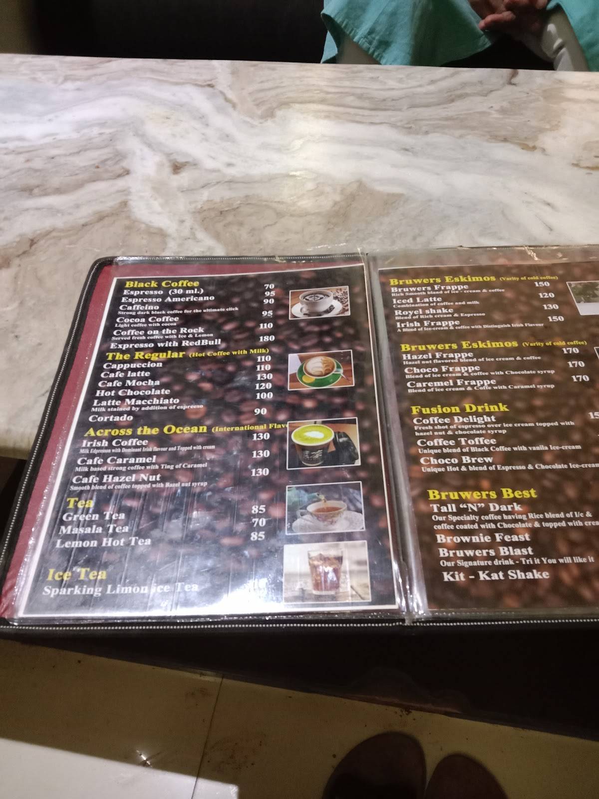 Brewers The Coffee Bar menu