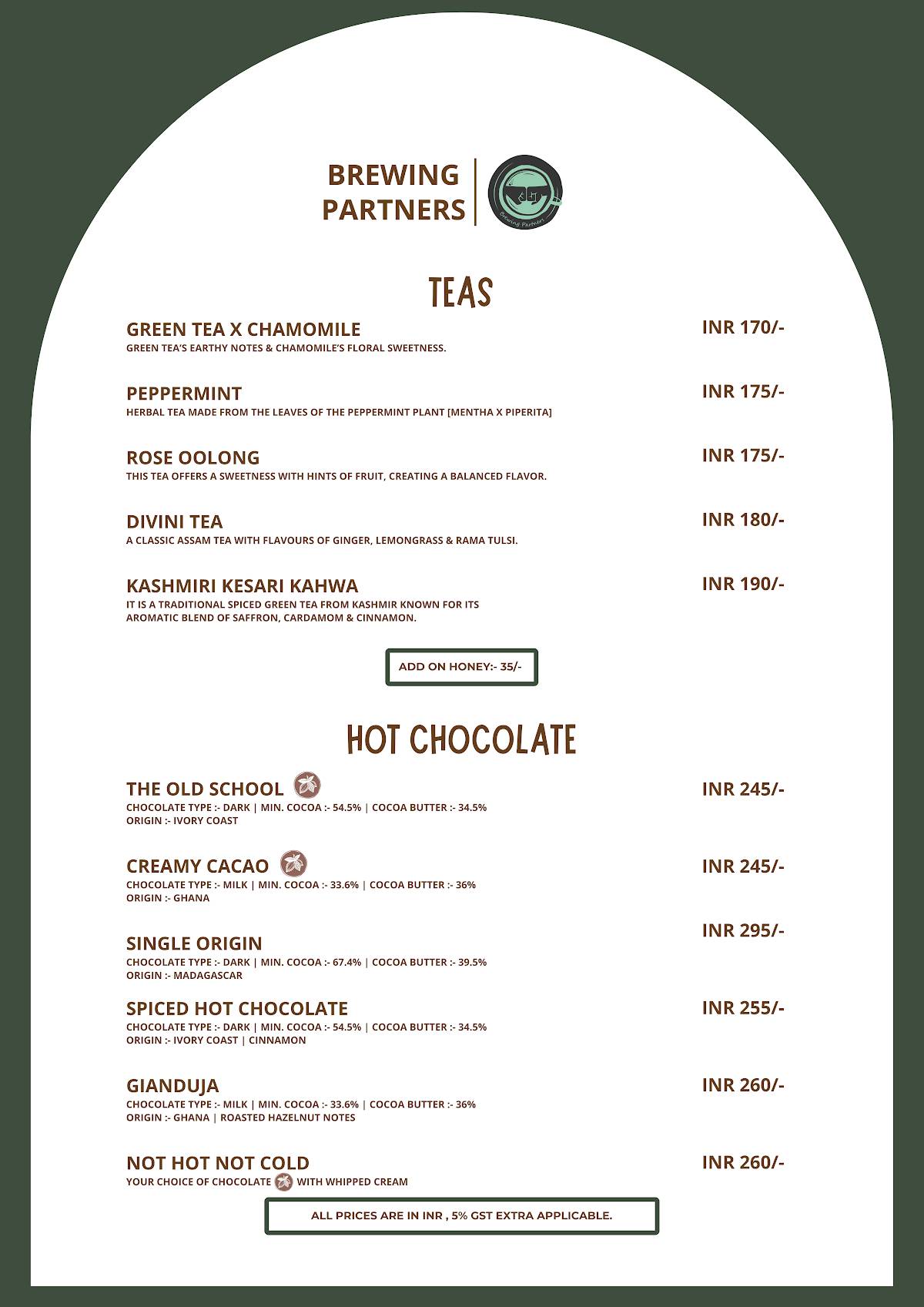 Brewing Partners - Pimpri menu