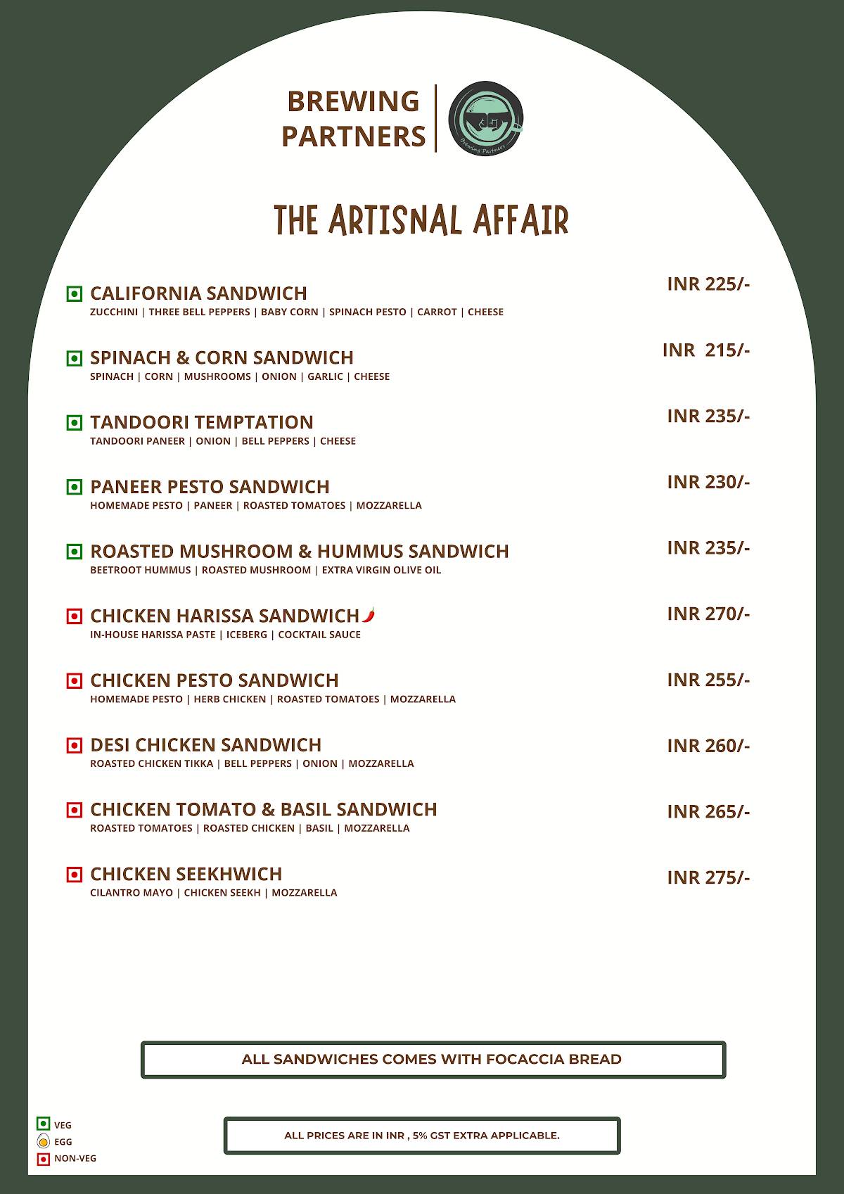 Brewing Partners - Pimpri menu