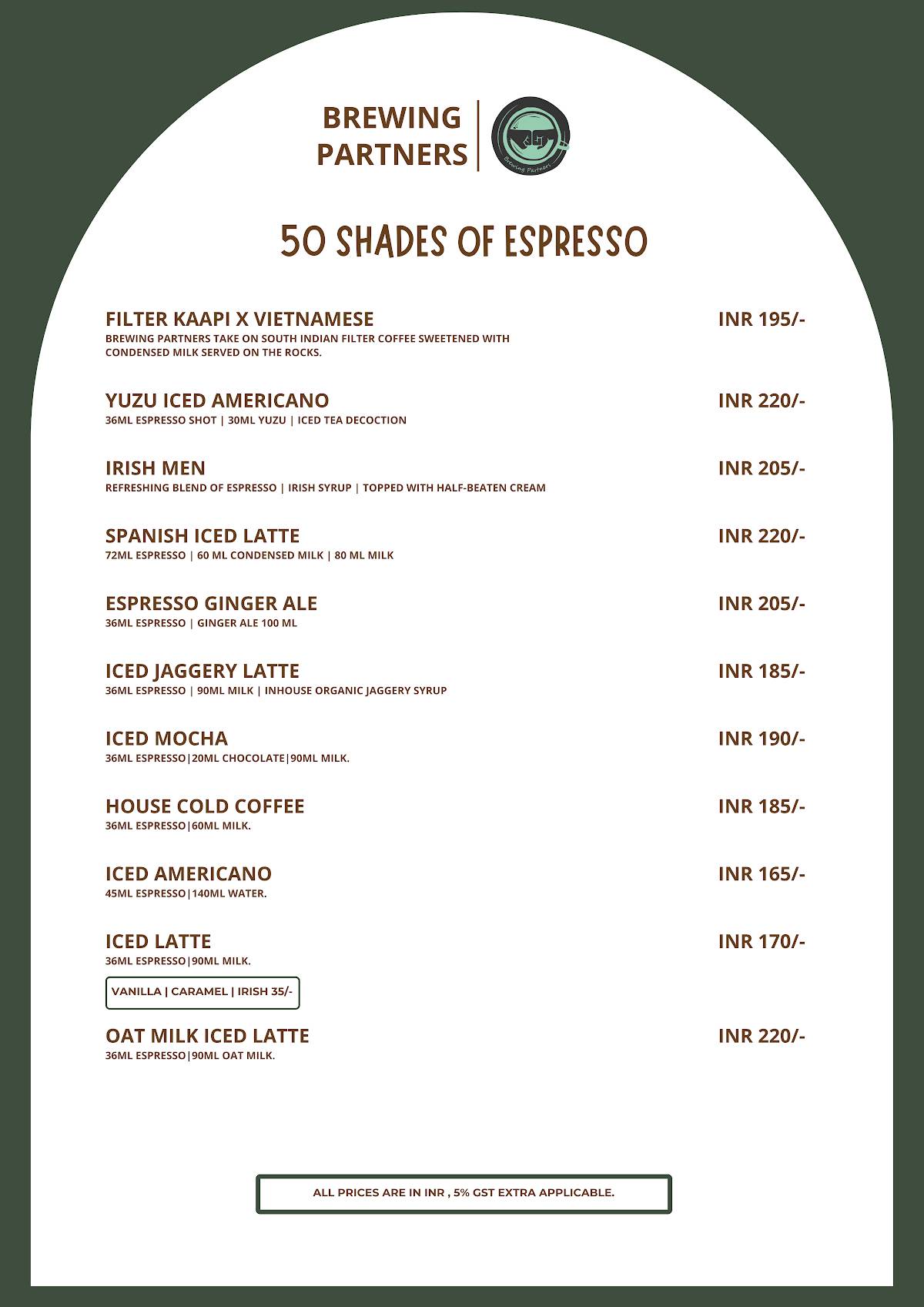 Brewing Partners - Pimpri menu