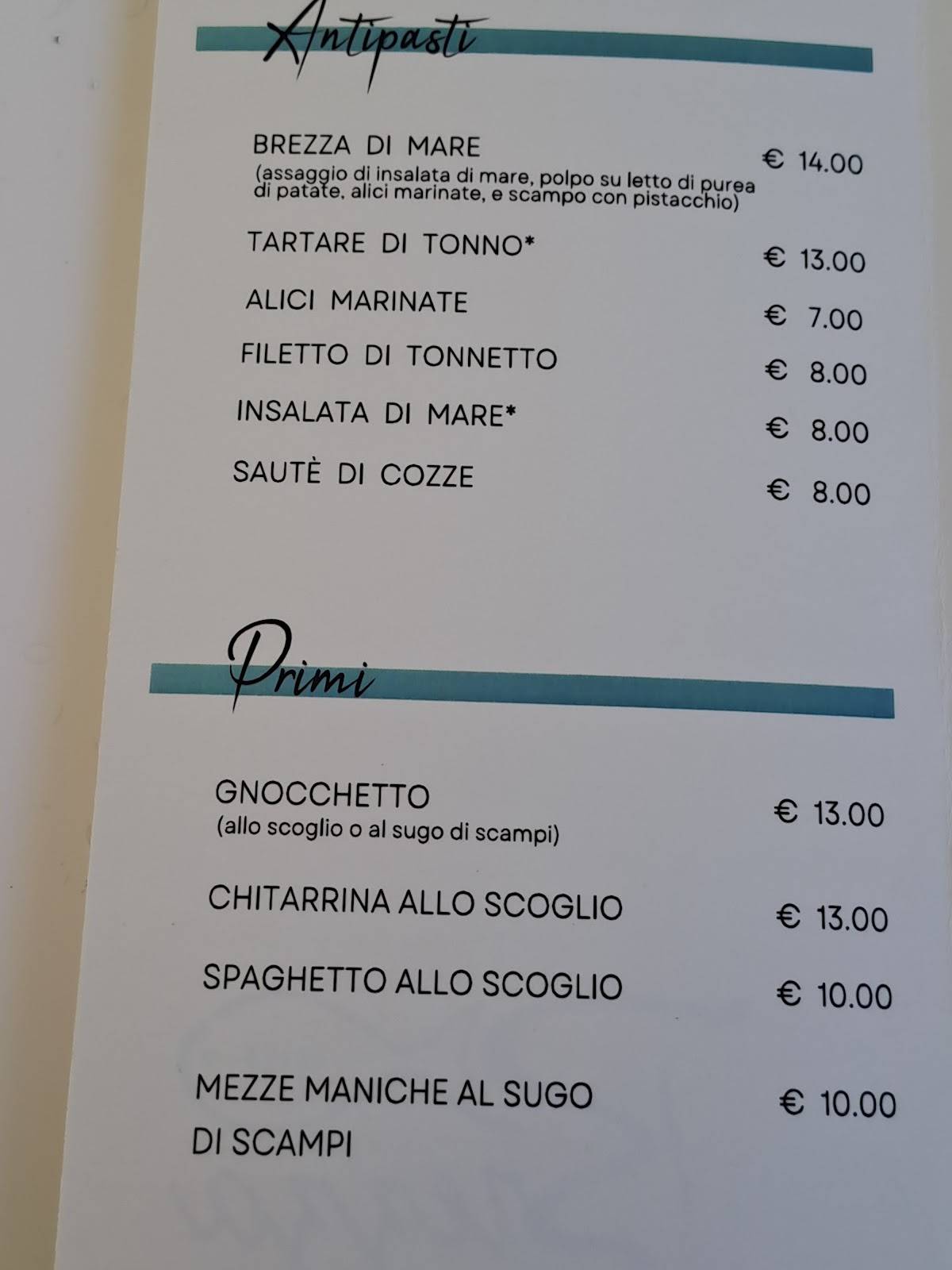 Menu di Brezza 