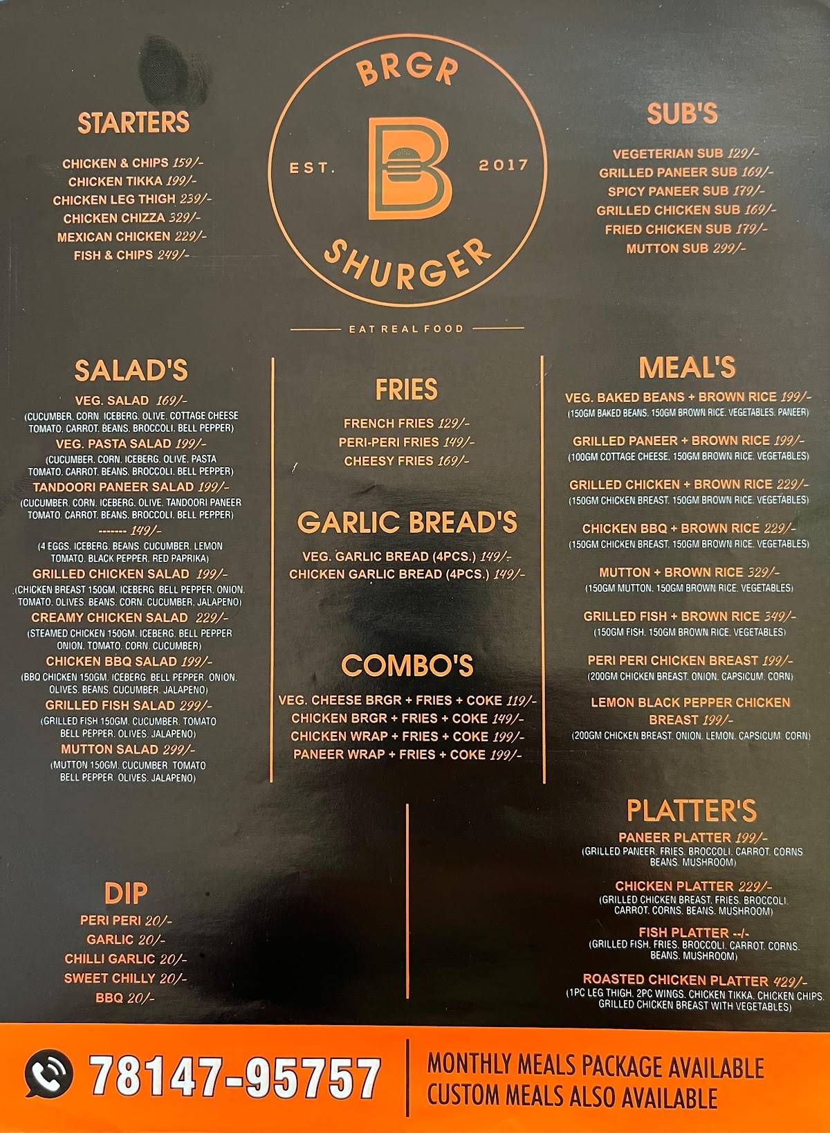 Brgr Shurgur menu