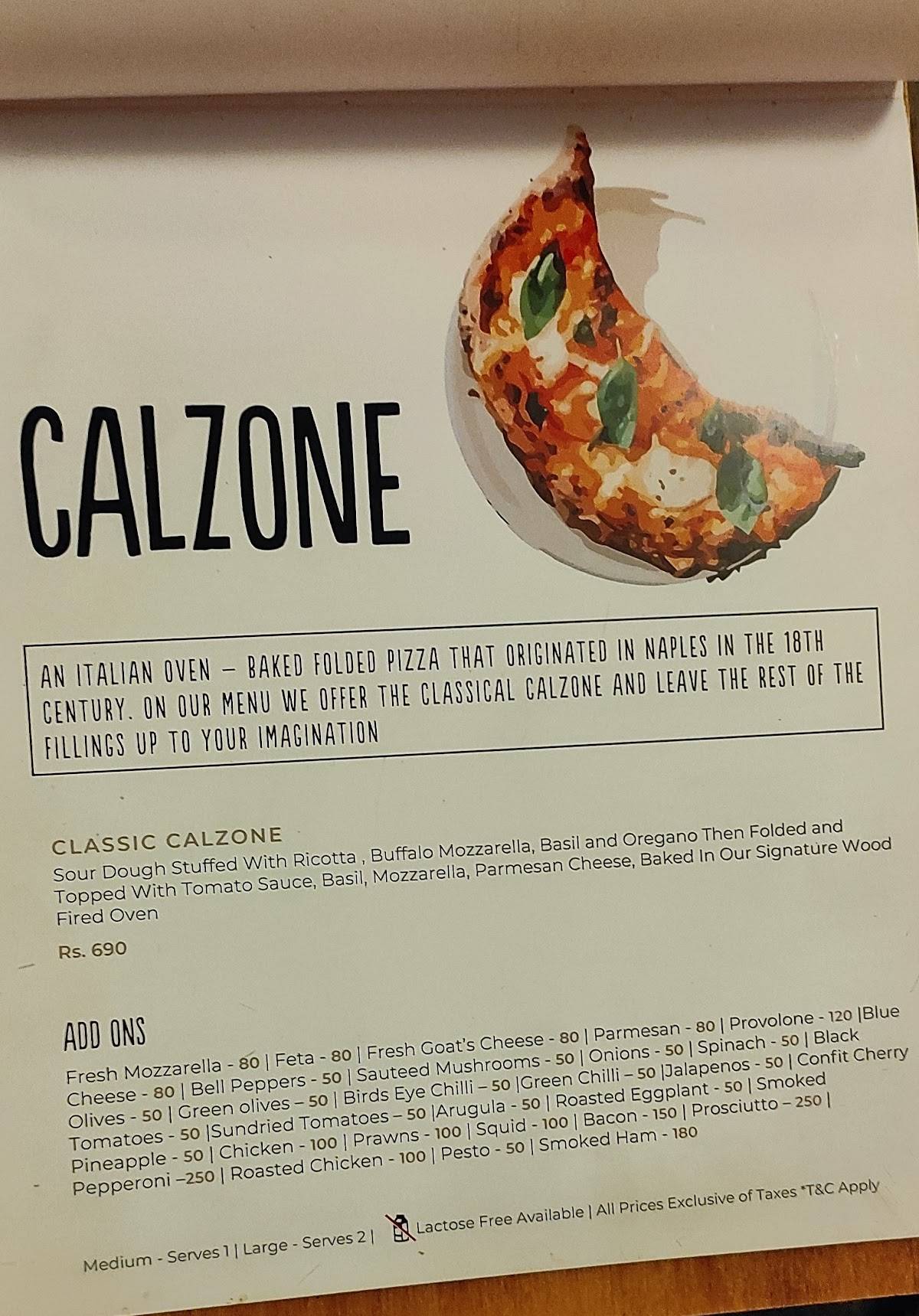 Brik Oven - Neapolitan Style Pizzas (Church Street) menu