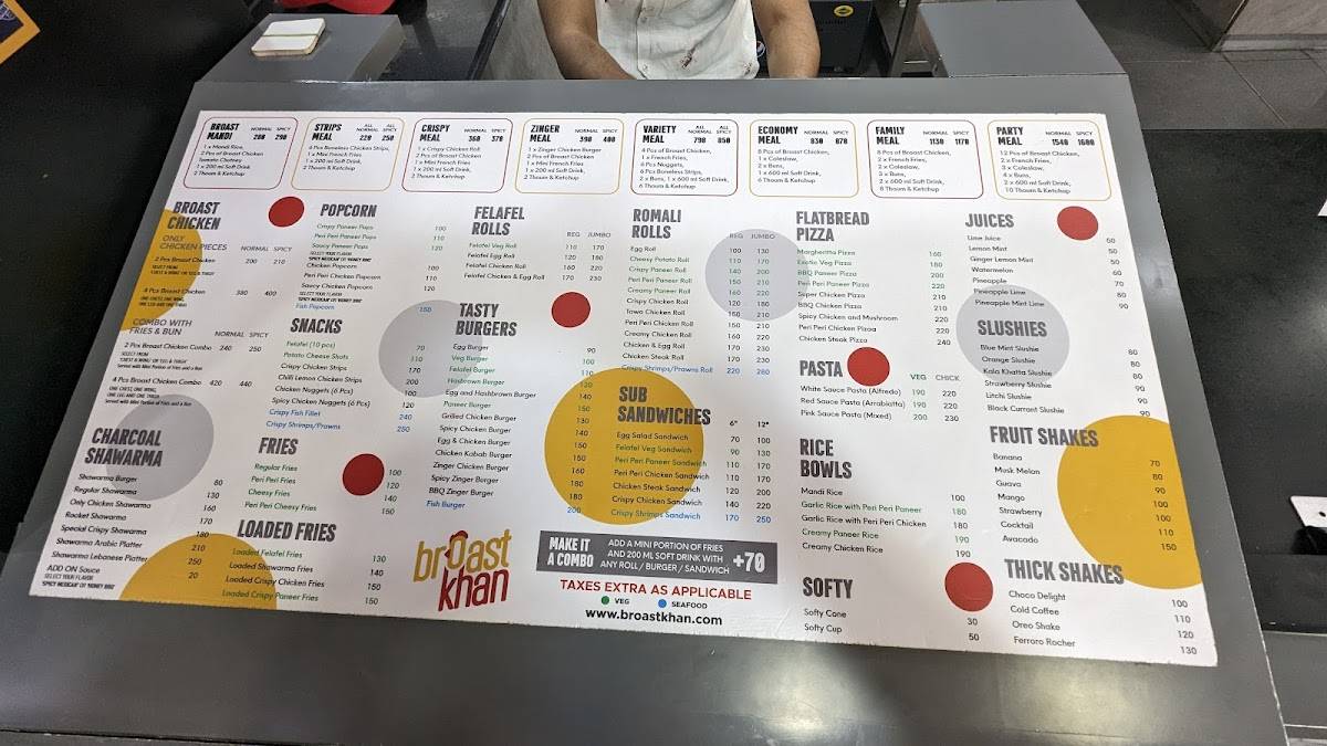 BroastKhan menu