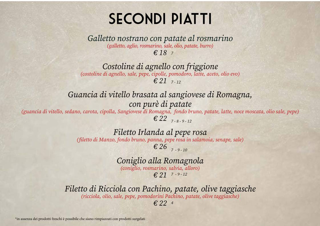 Menu di Buca San Petronio 