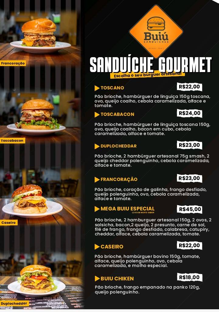 Buiú Sanduíches cardápio