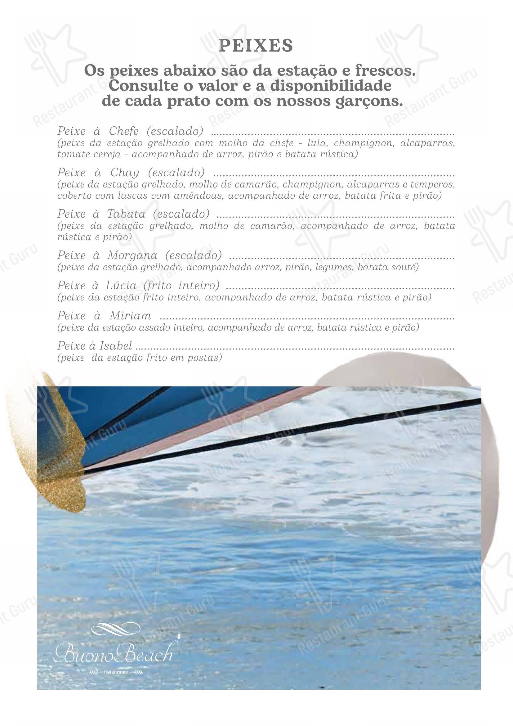 Buono Beach Restaurante em Florianópolis - Menu