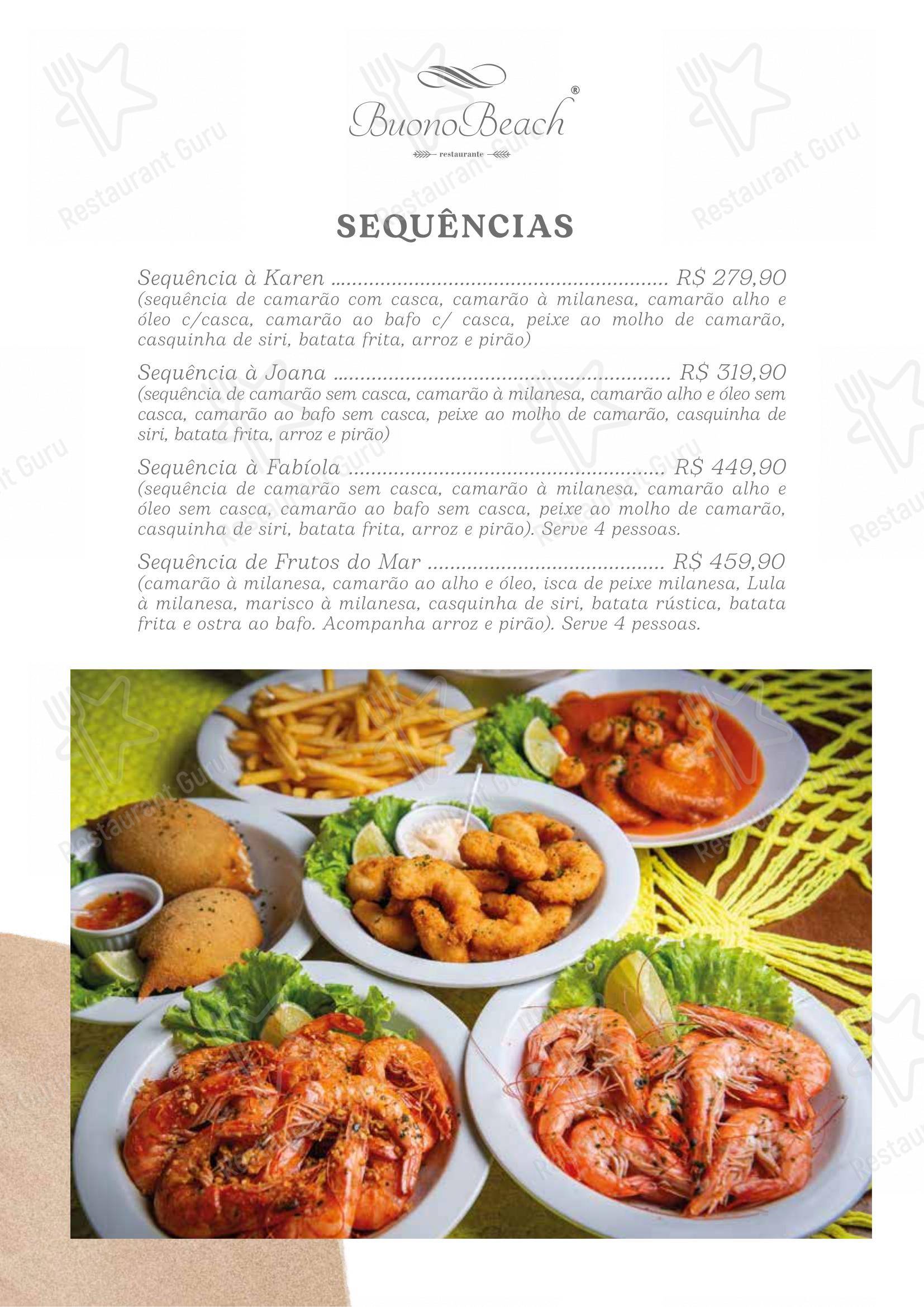 Menu para Buono Beach Restaurante restaurante