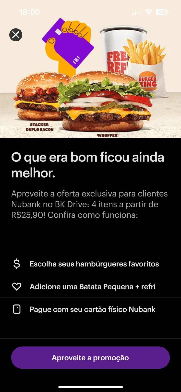 Burger King cardápio