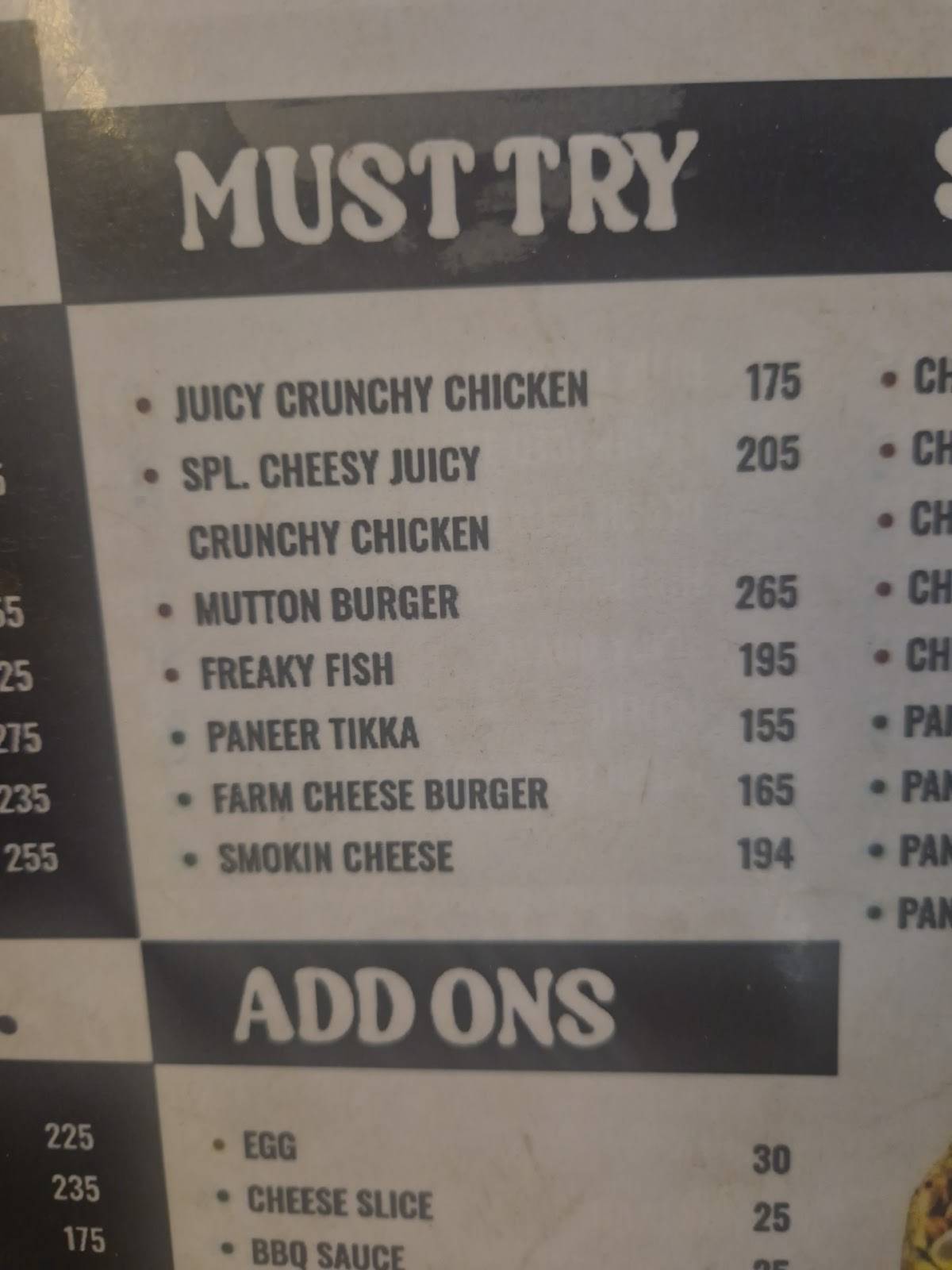 Burger Mines menu