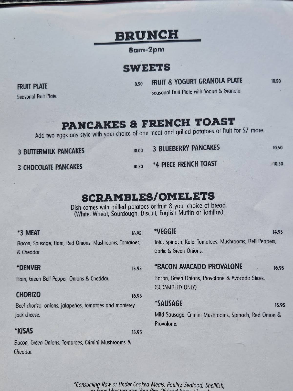 Menu at Archie's restaurant, Normandy Park