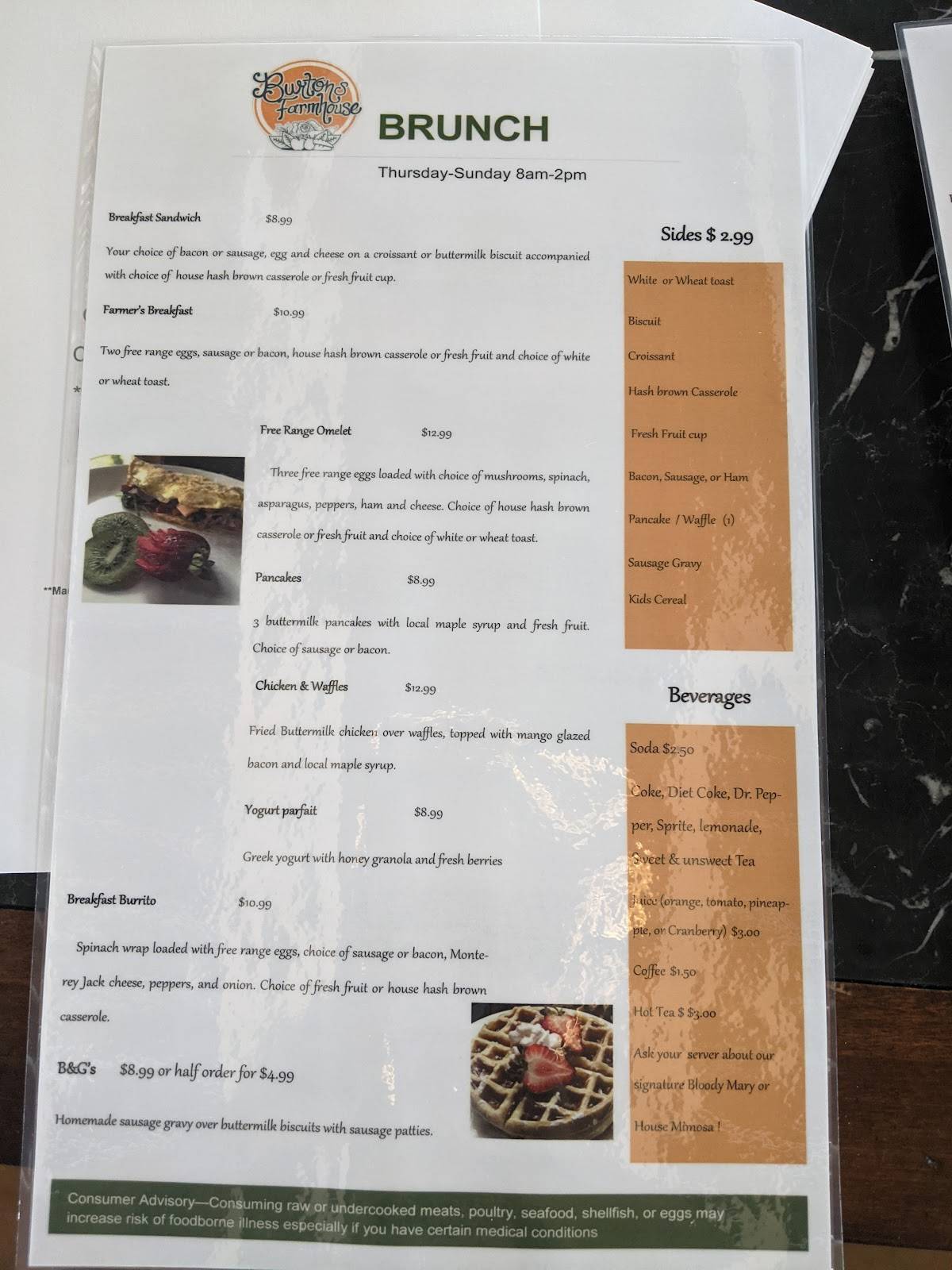 Menu At Burtons Farmhouse Restaurant Paoli In 37