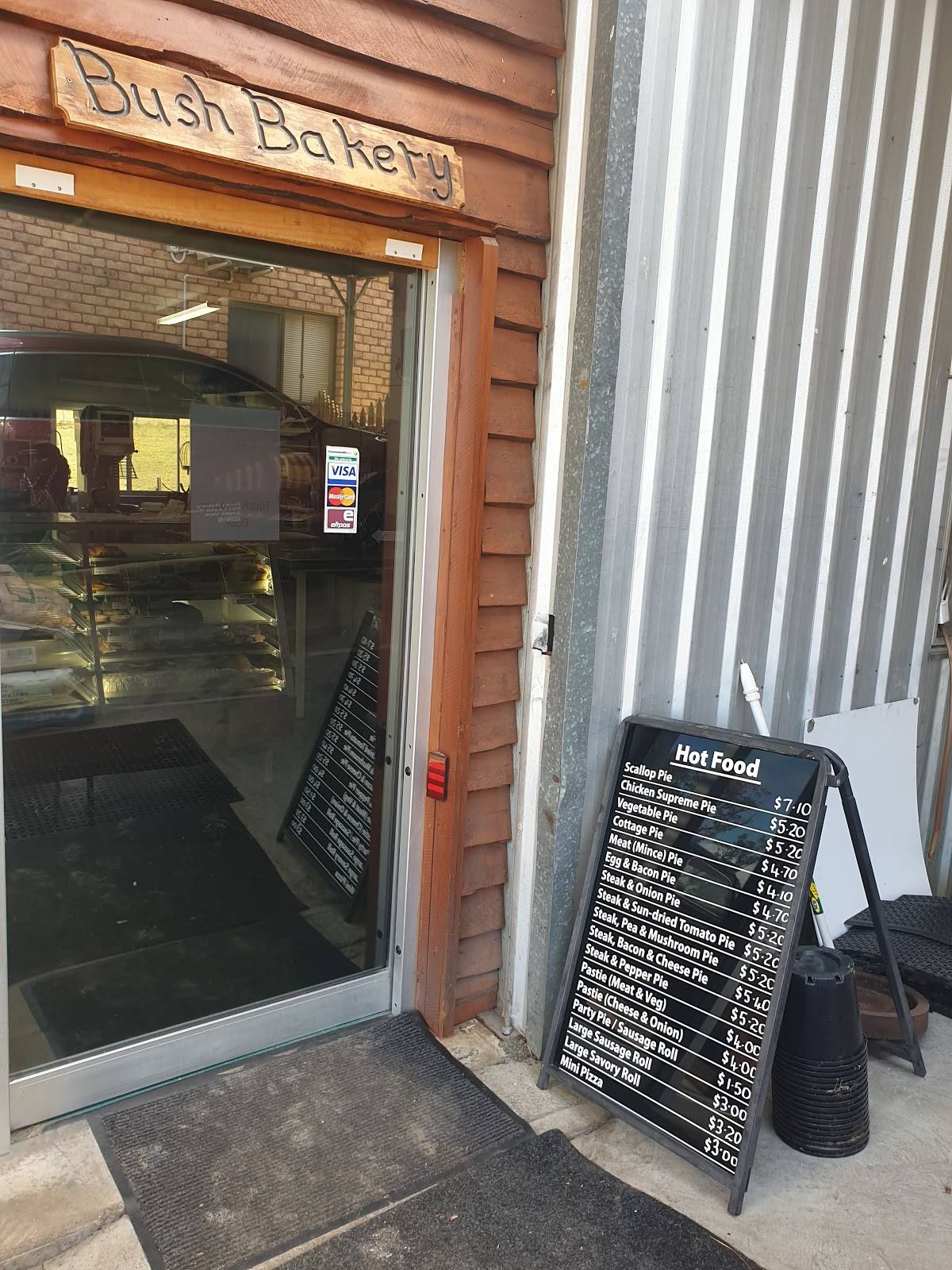 Menu at Bush Bakery, Leslie Vale
