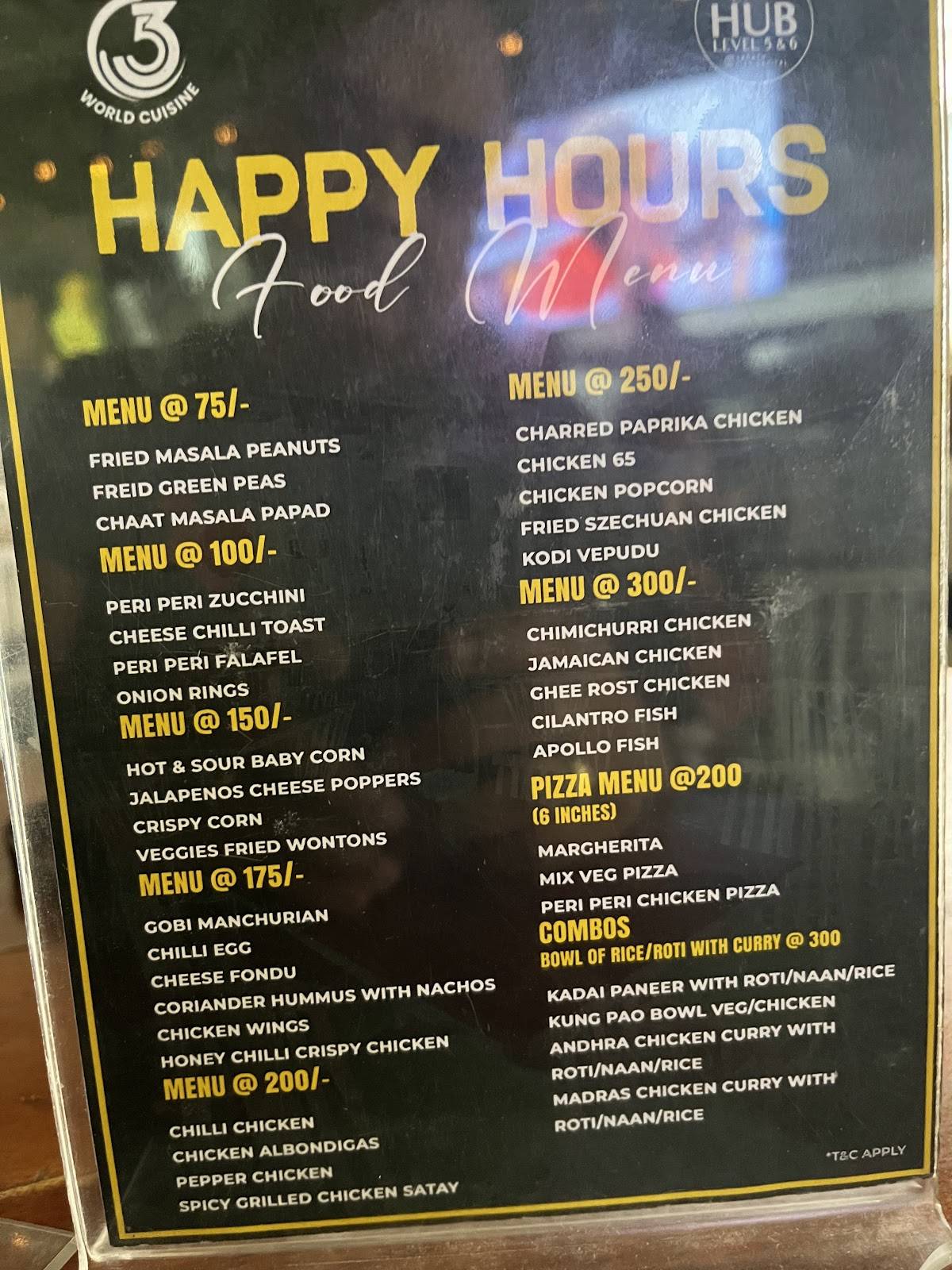 C53 The Hub, Sarath City Capital Mall menu