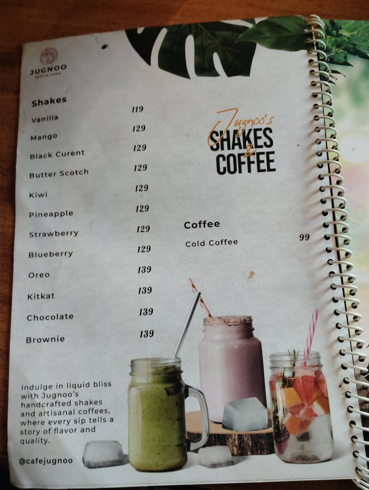 CAFE JUGNOO - Best cafe in jhansi menu