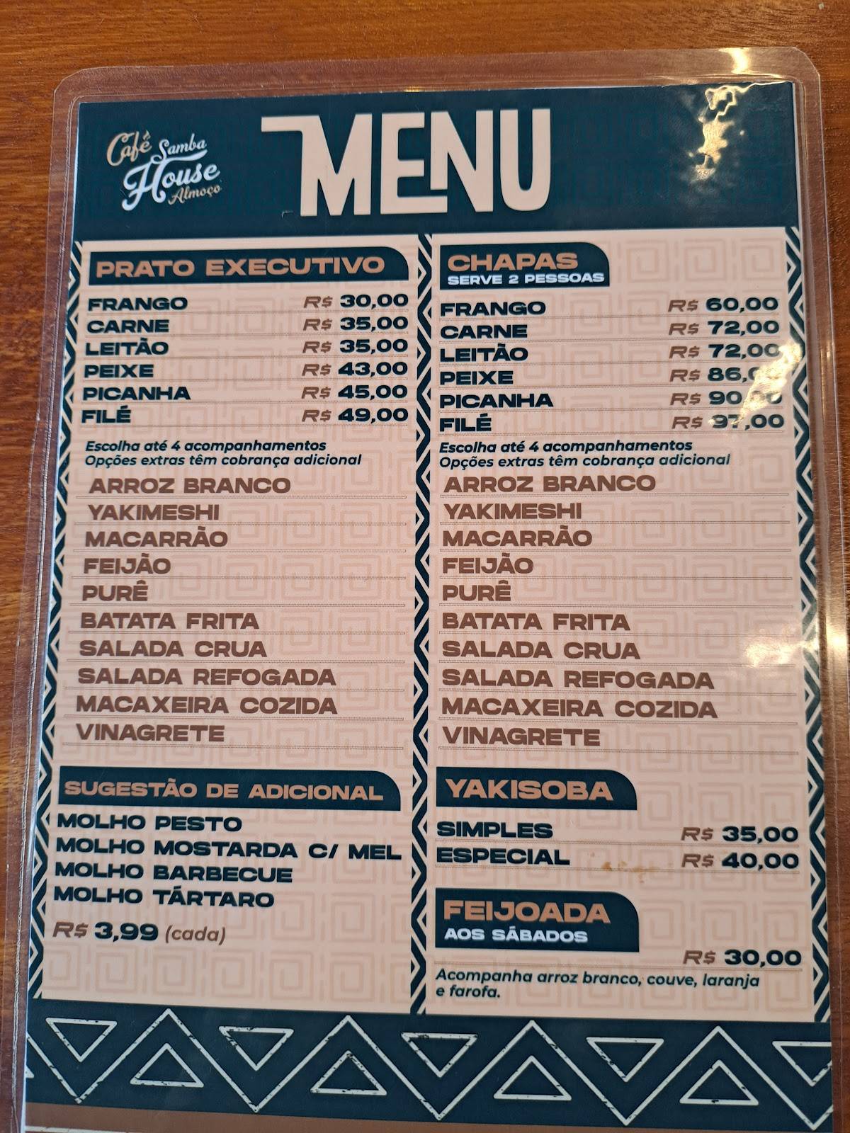 CAFÉ SAMBA HOUSE cardápio