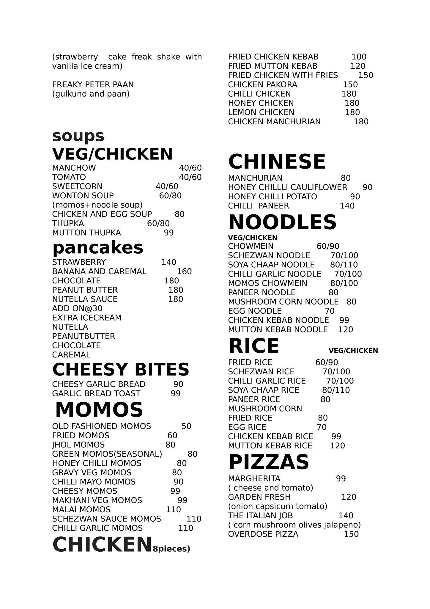 CAFE XOXO SOLAN-eat good feel good menu