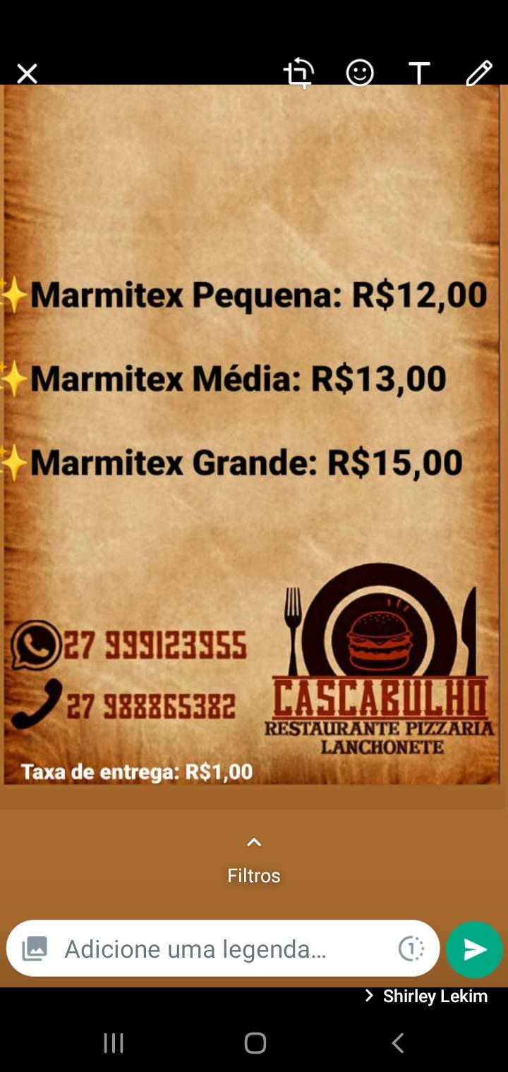 CASCABULHO cardápio