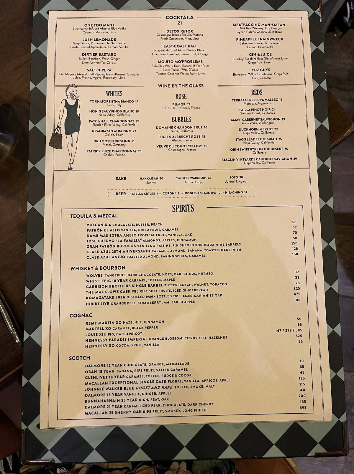 Menu at CATCH restaurant, Las Vegas