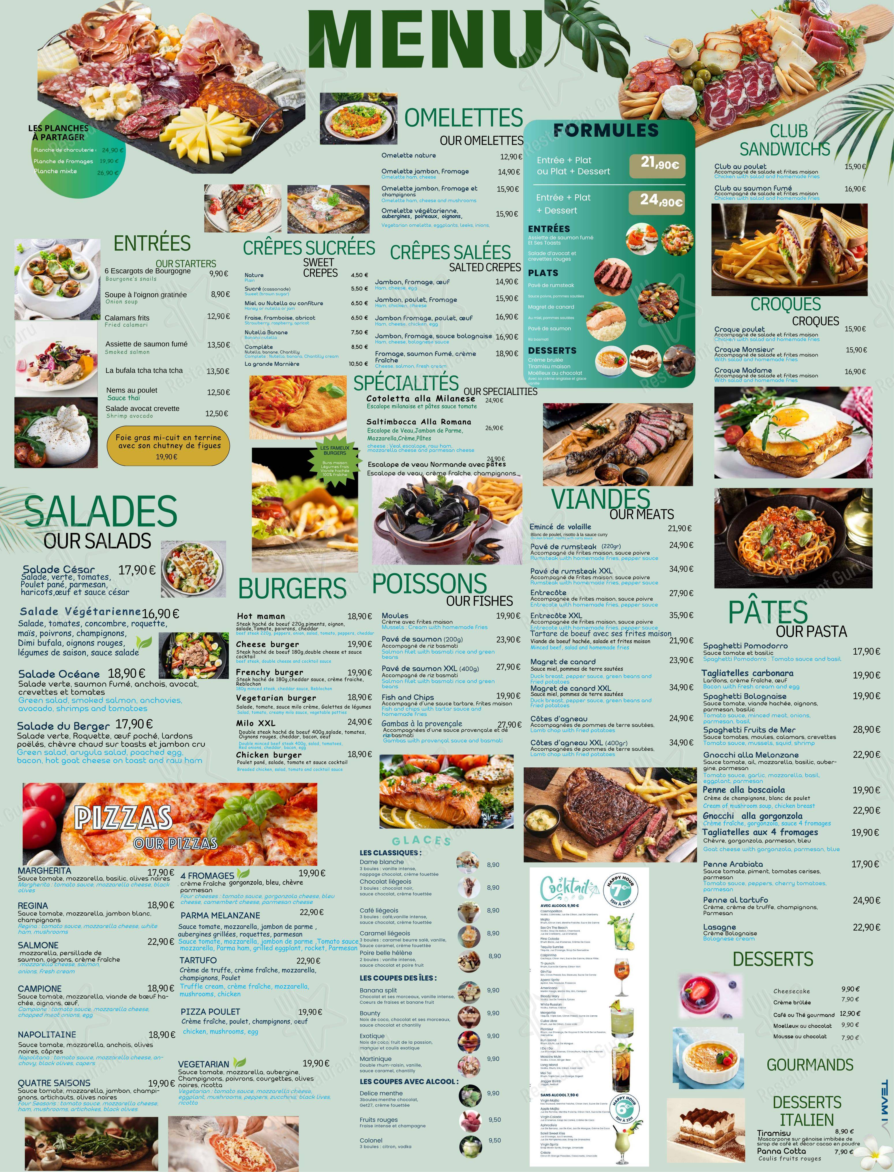 Menu pour CHEZ MILO - Menu