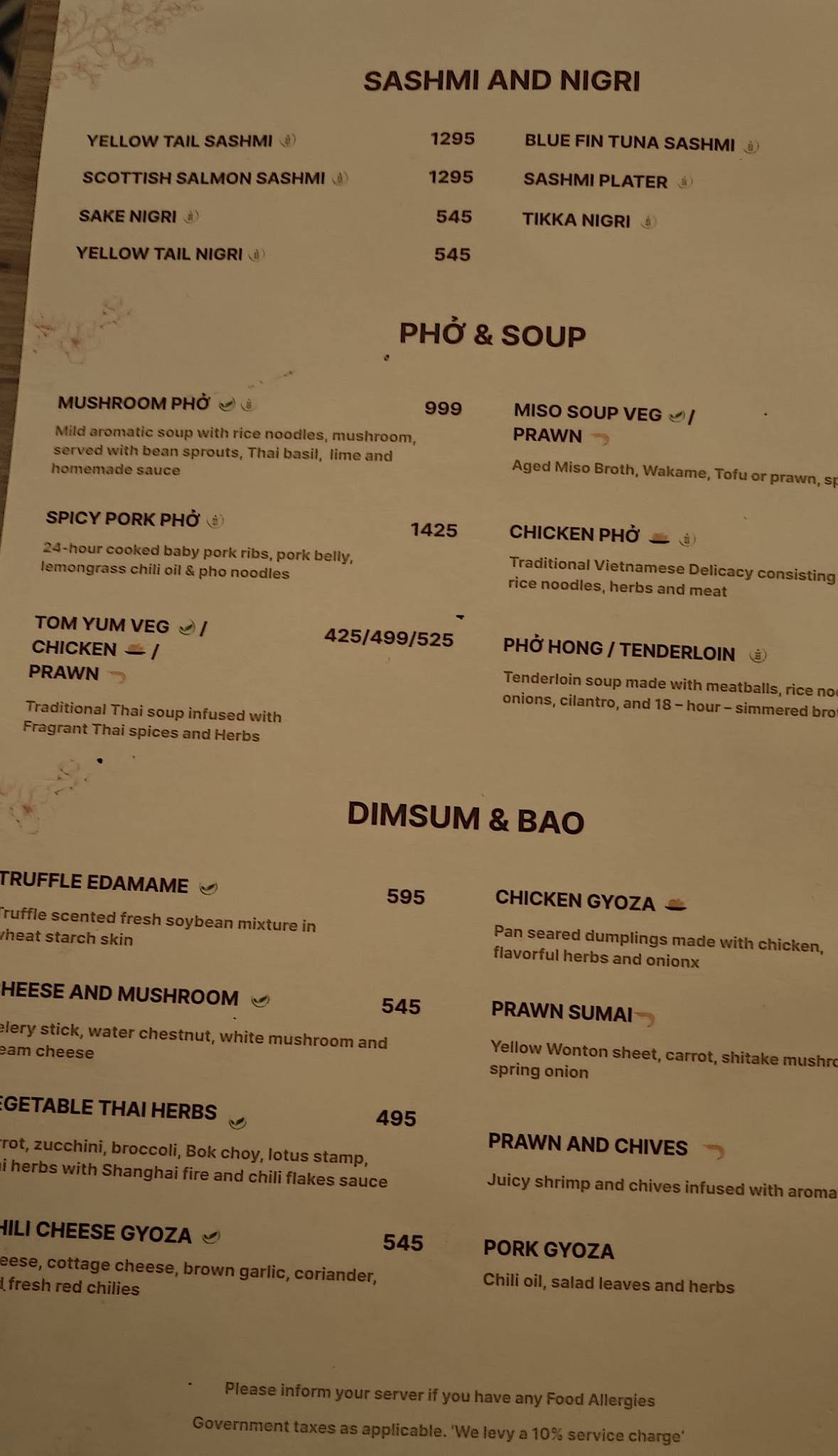 CHÔ - Asian Terrace & Cocktail Bar menu