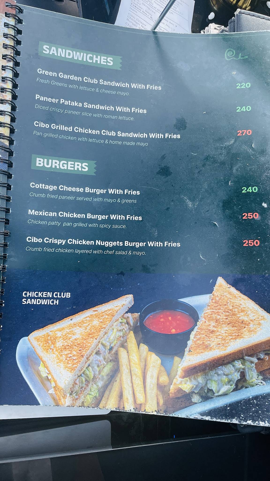 CIBO Fine Dining menu