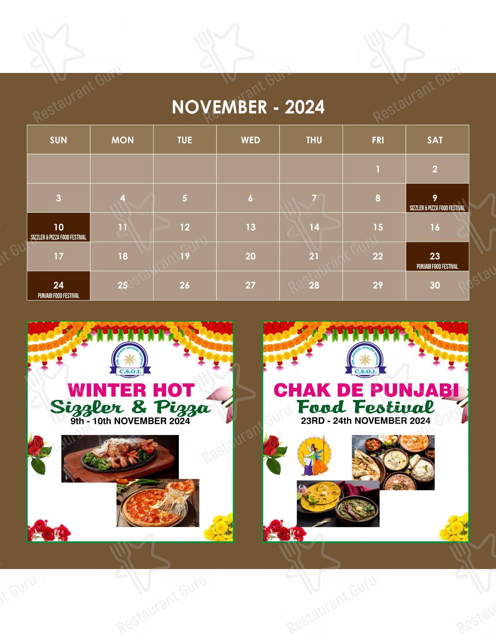 CSOI in New Delhi - Menu