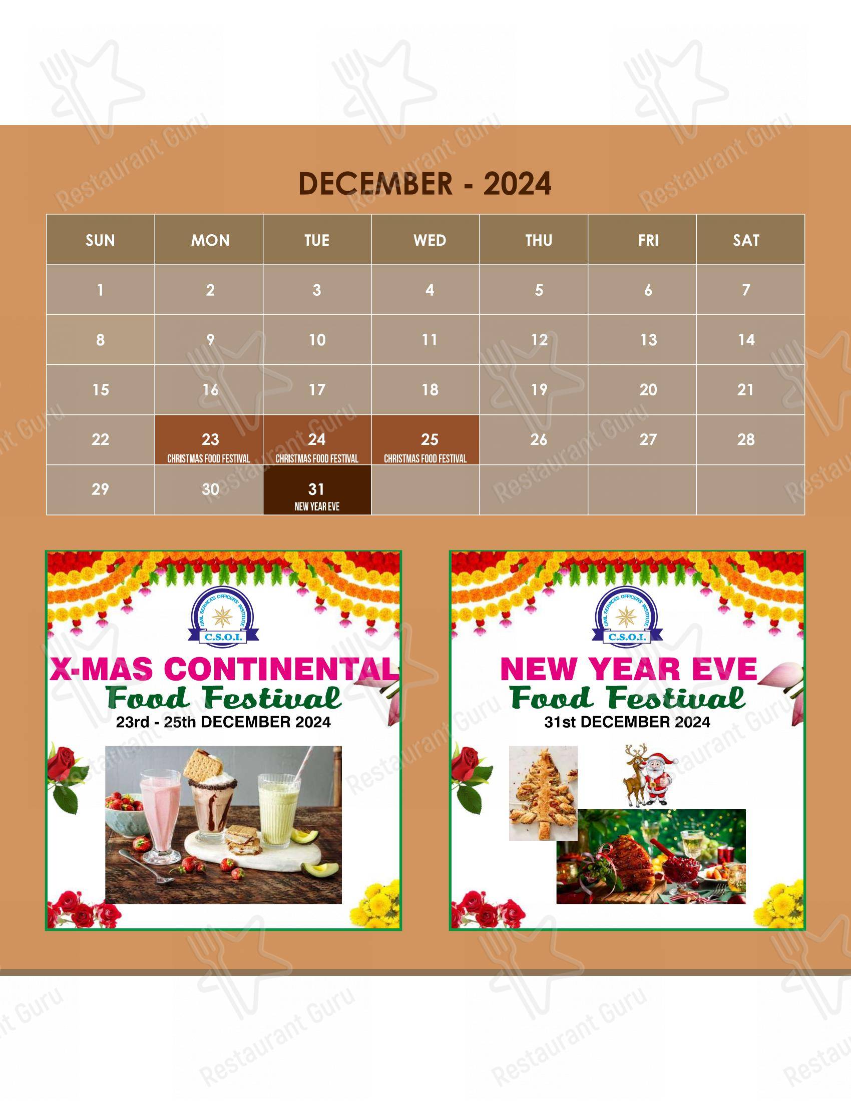 CSOI in New Delhi - Menu