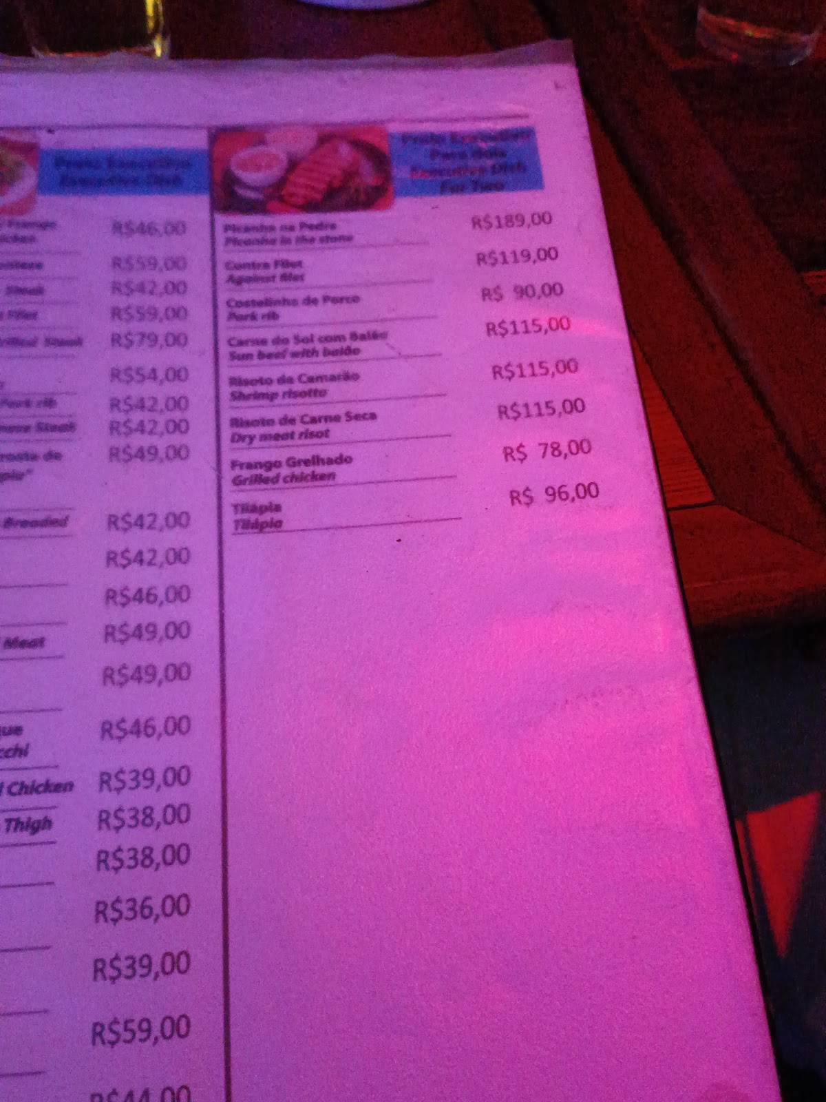 Cacimba Bar cardápio