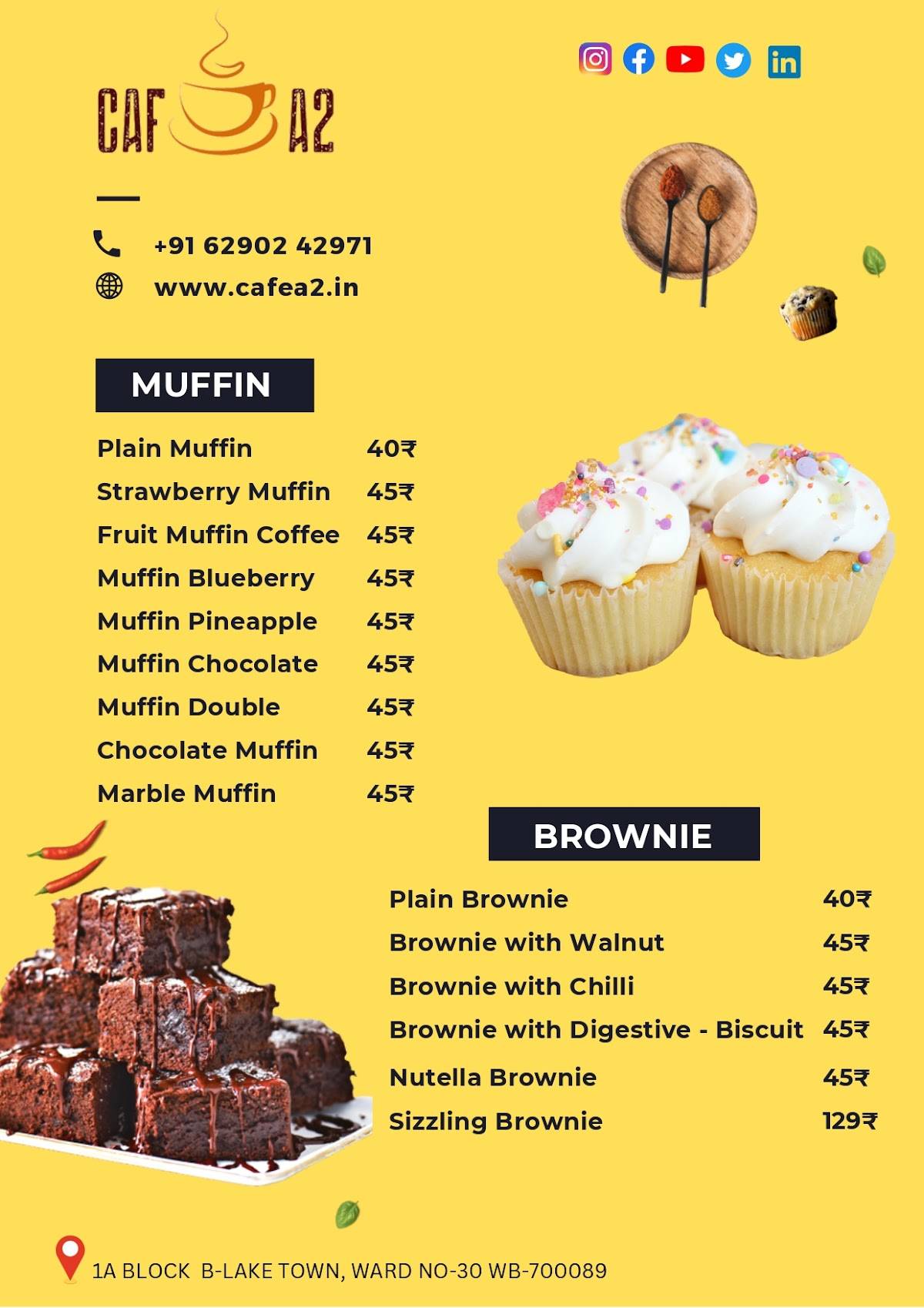 Cafe A2 menu