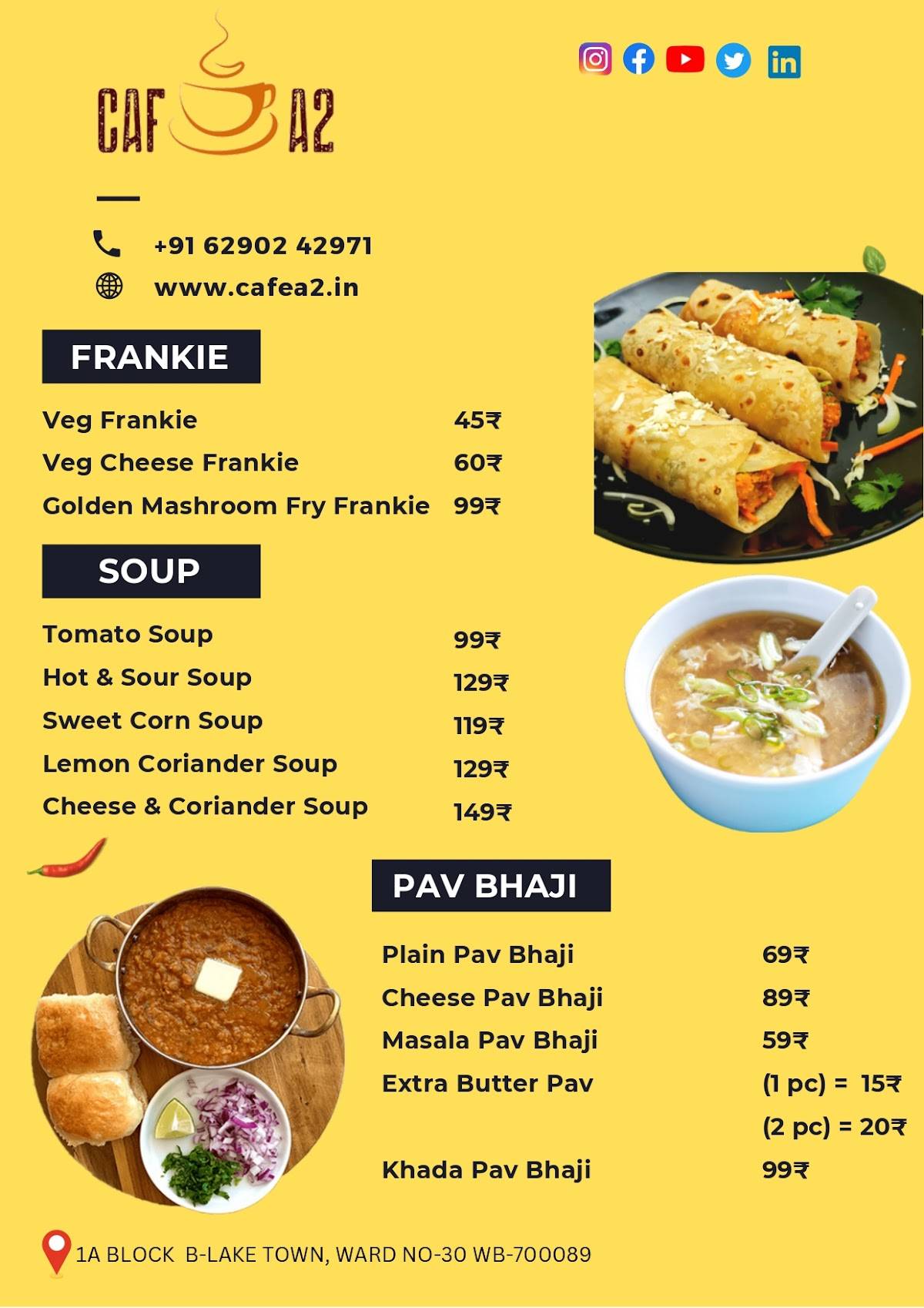 Cafe A2 menu