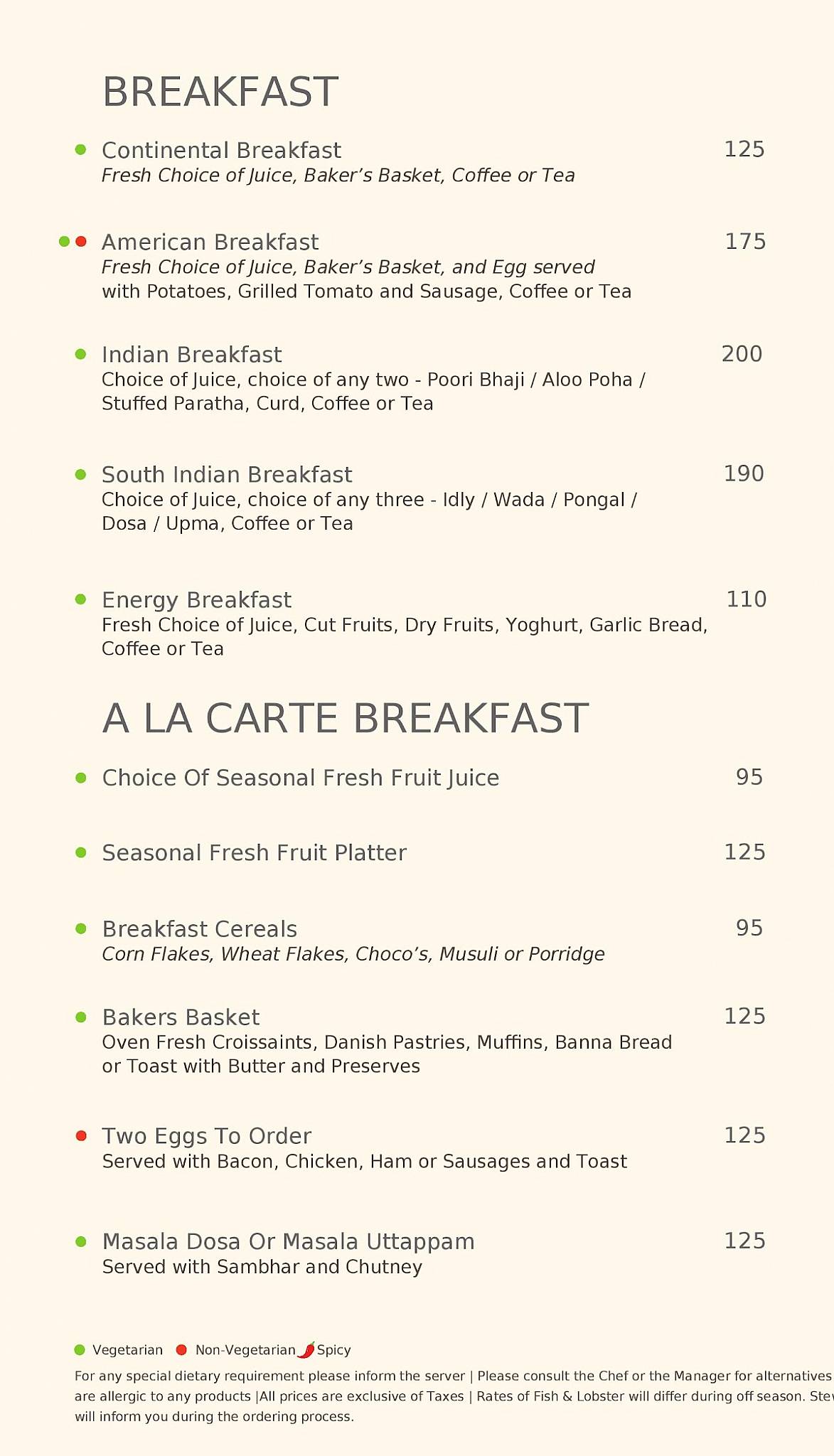 Cafe Atlantis menu