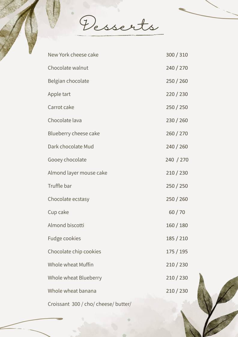 Cafe Basilico - Colaba menu