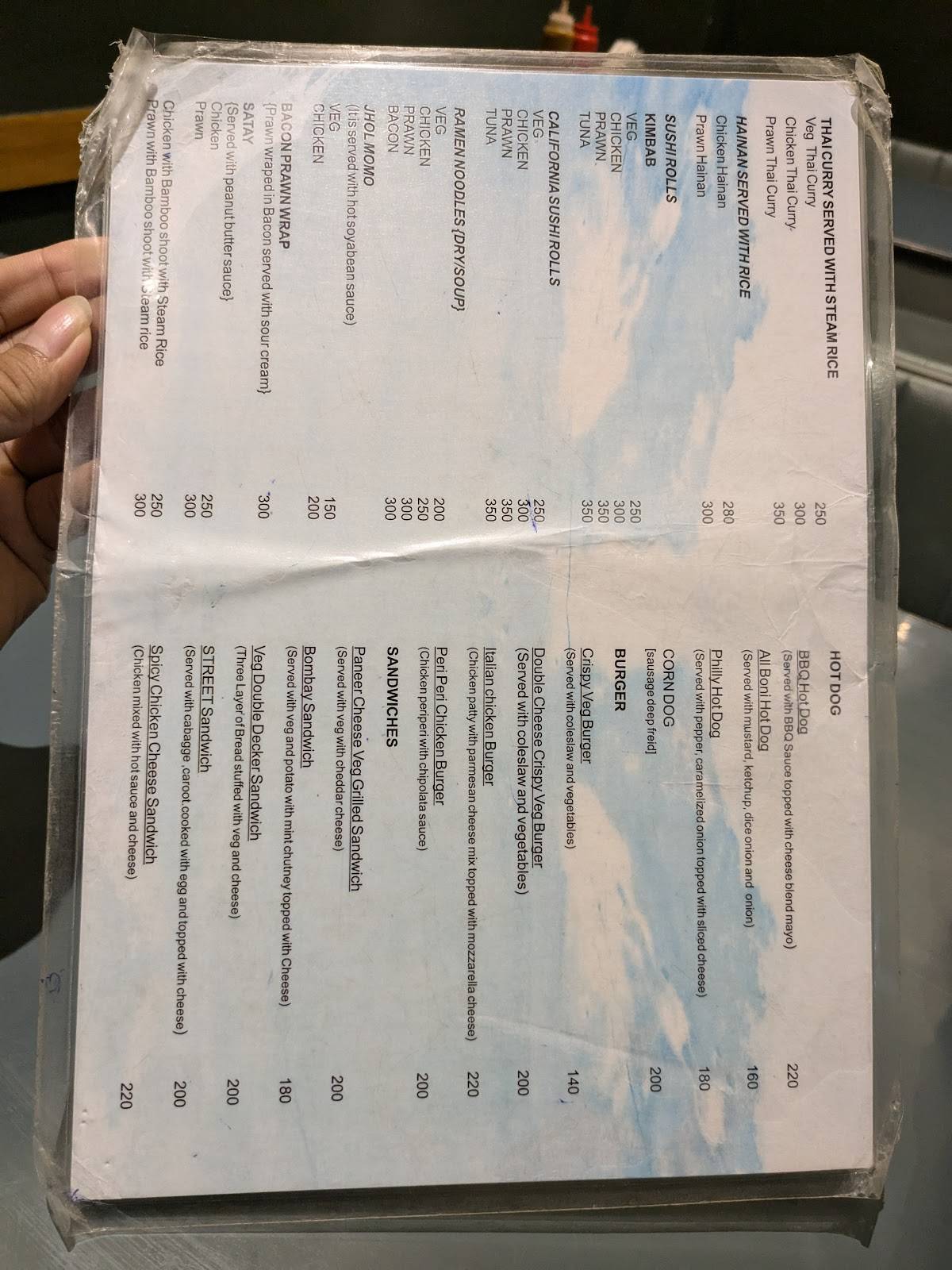 Boneys menu
