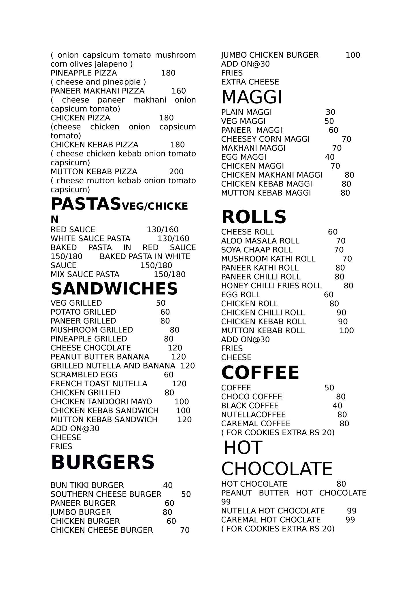 CAFE XOXO SOLAN-eat good feel good menu