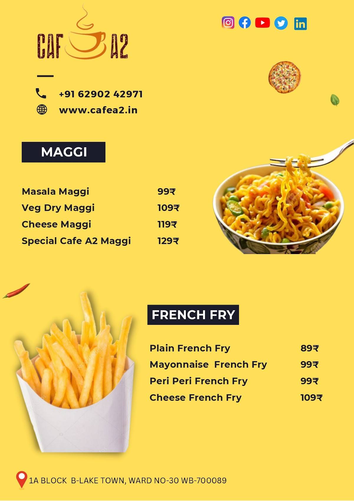 Cafe A2 menu