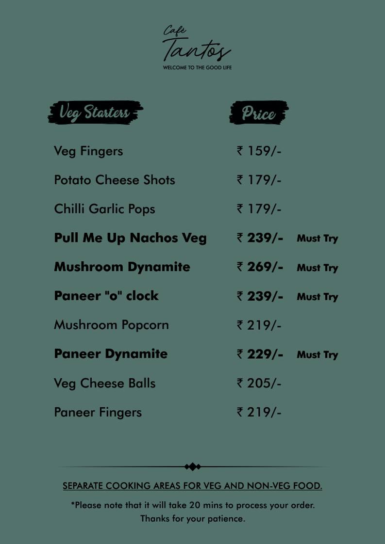 Café Tantos menu