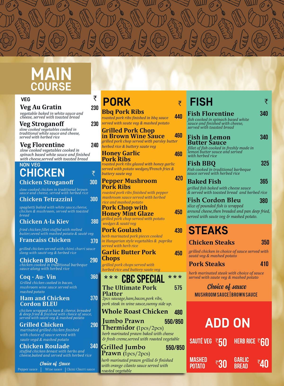 Calcutta Bakery Cafe Baghajatin menu