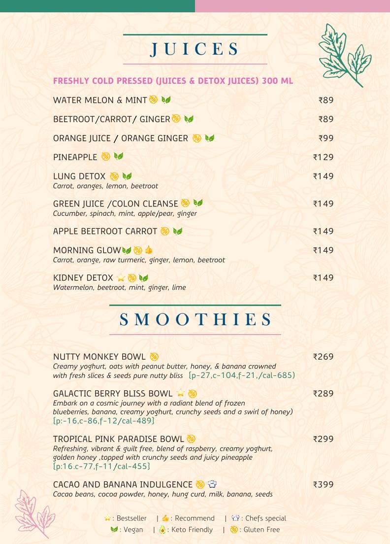Café Caviar menu