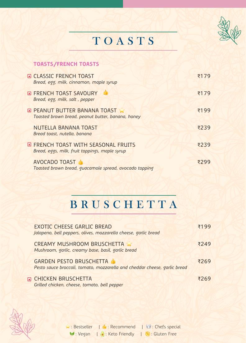 Café Caviar menu