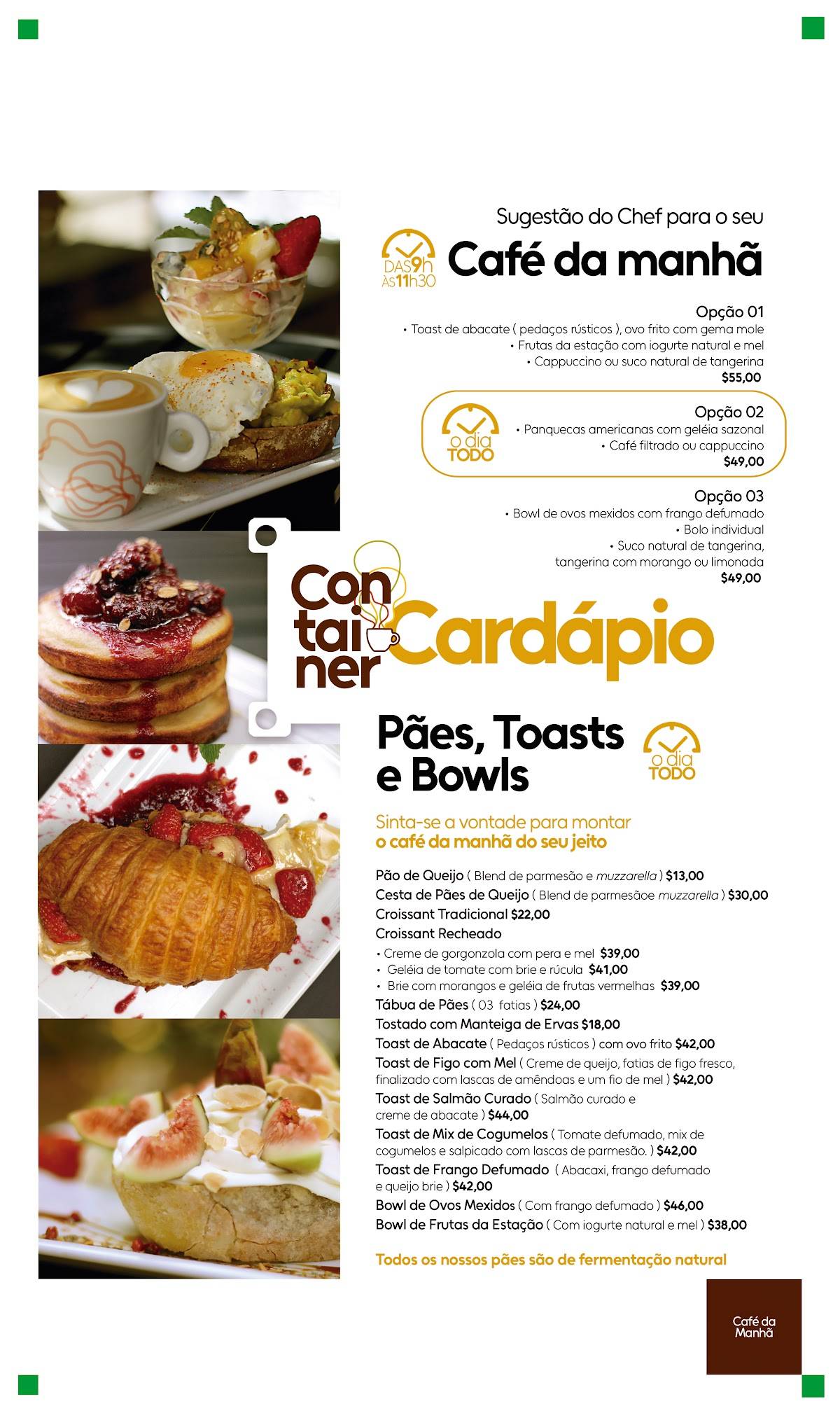 Café Container cardápio