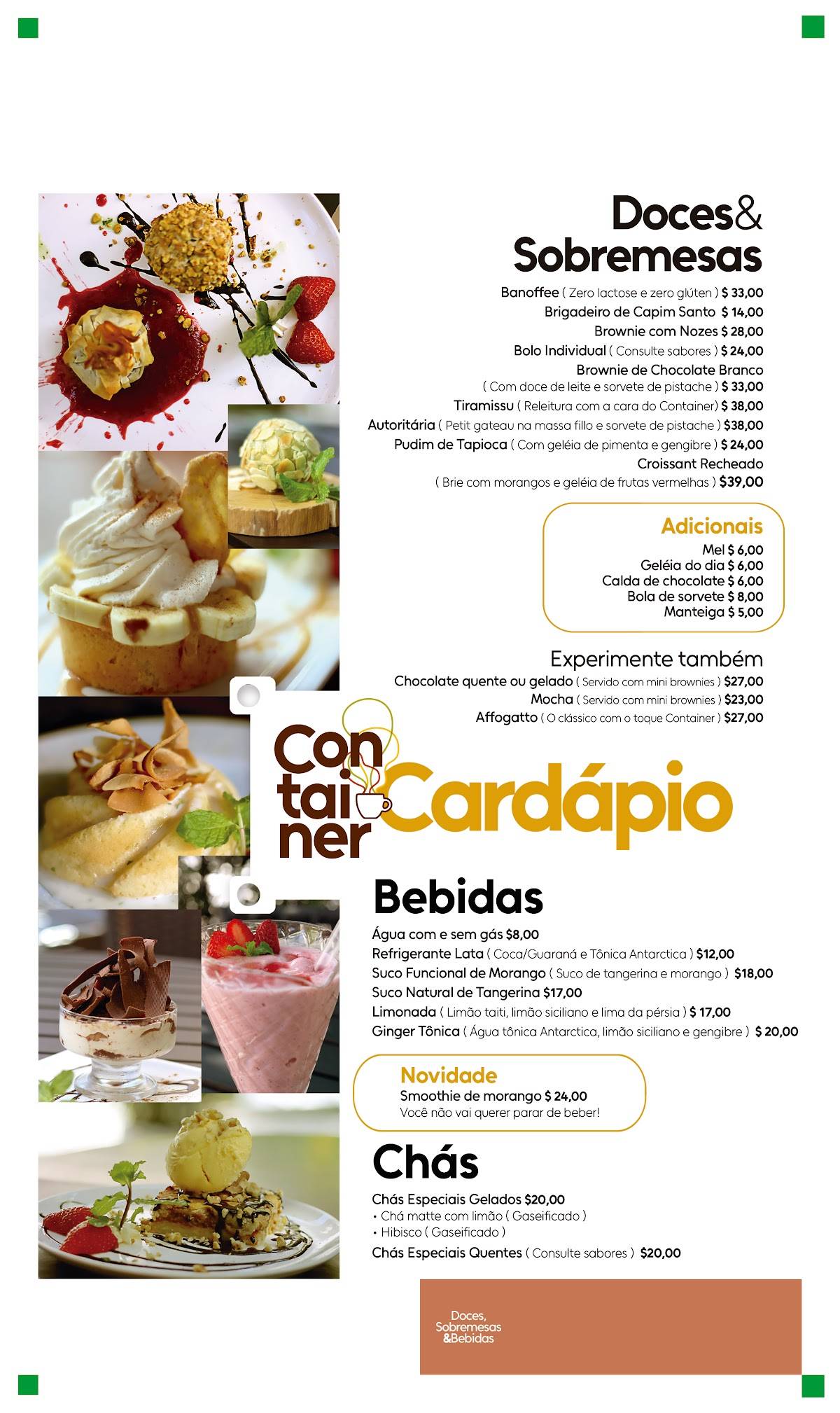 Café Container cardápio