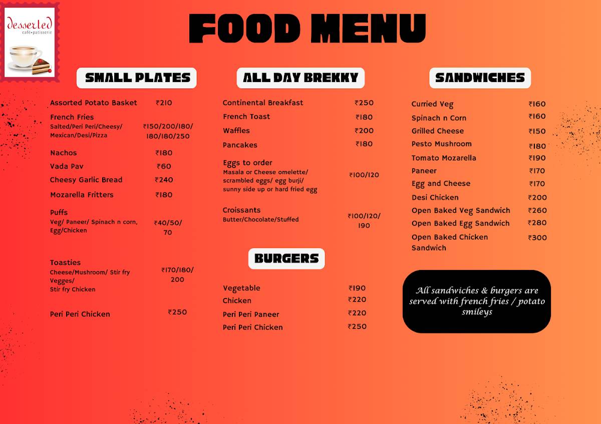 Desserted menu