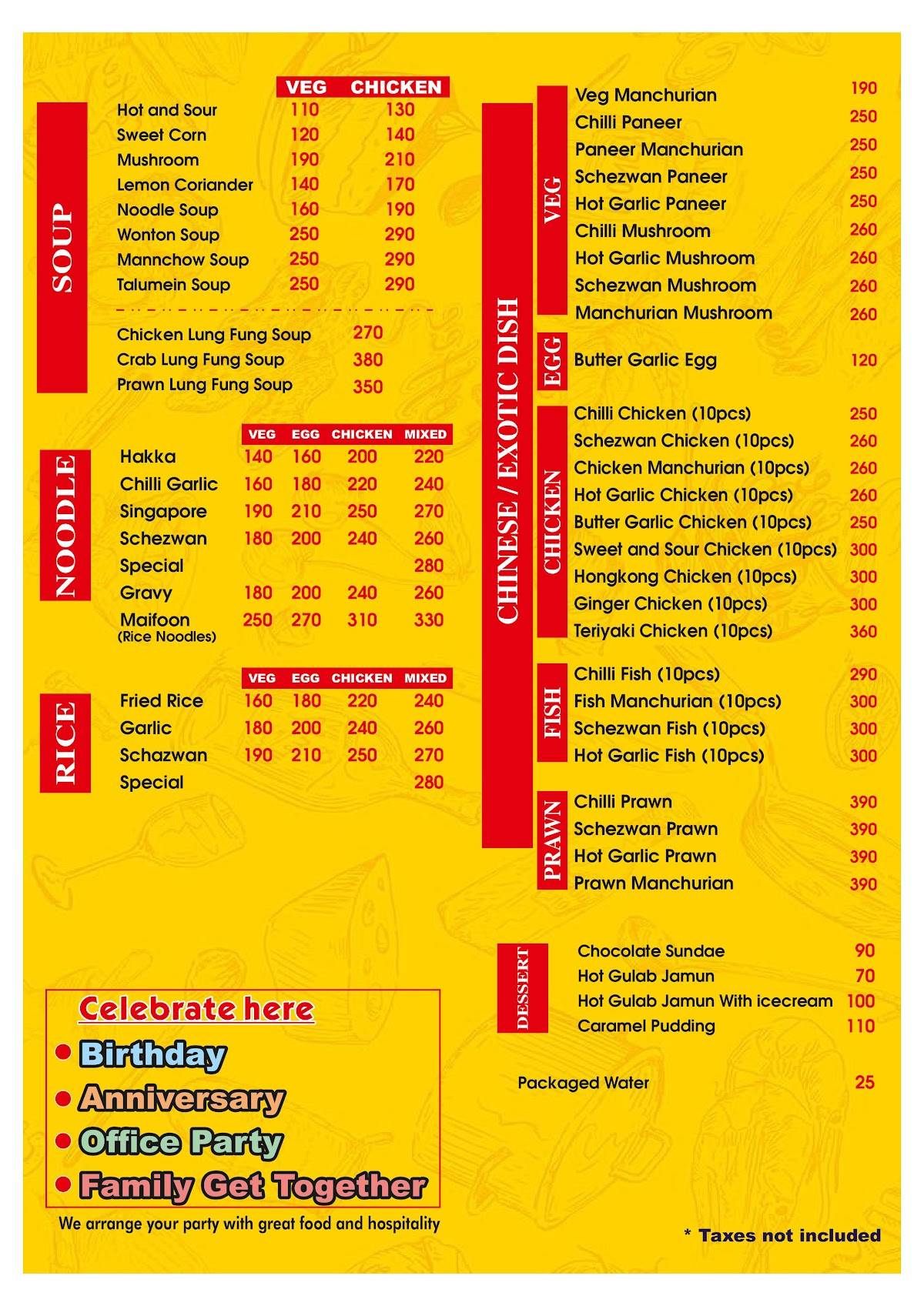 Flambe menu