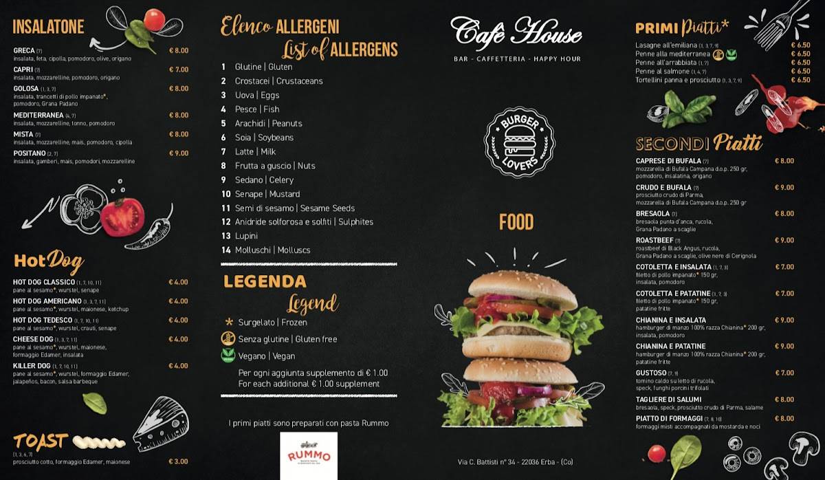 Menu di Cafe' House 