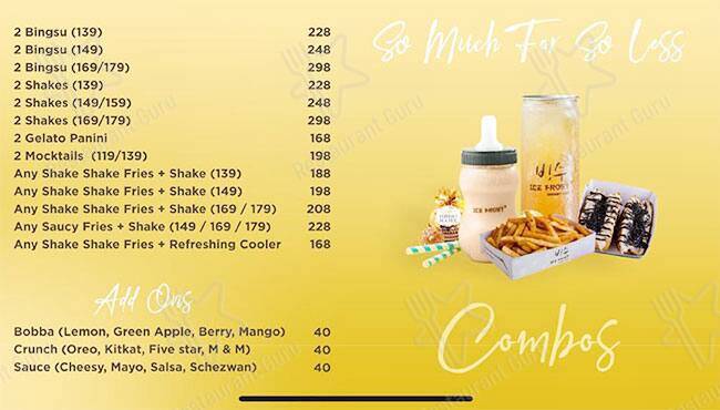 Ice Frost Dessert Cafe menu