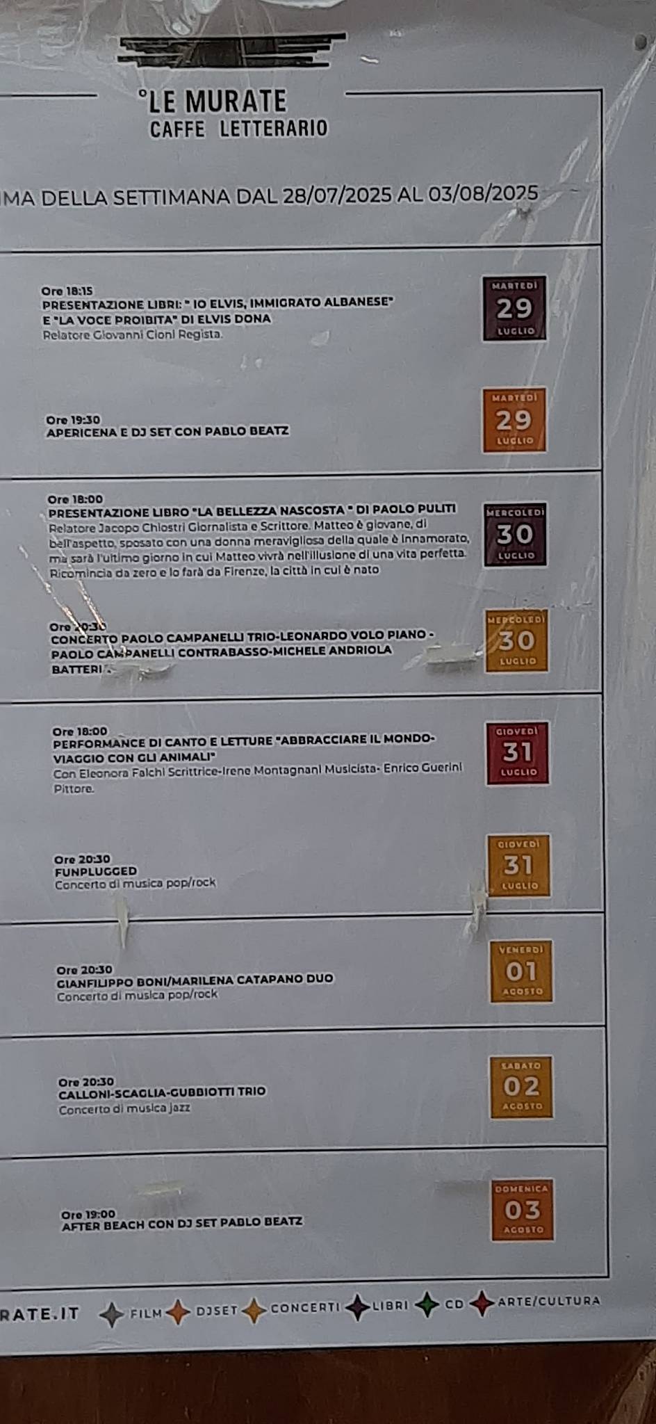 Menu di Le Murate Caffè Letterario 