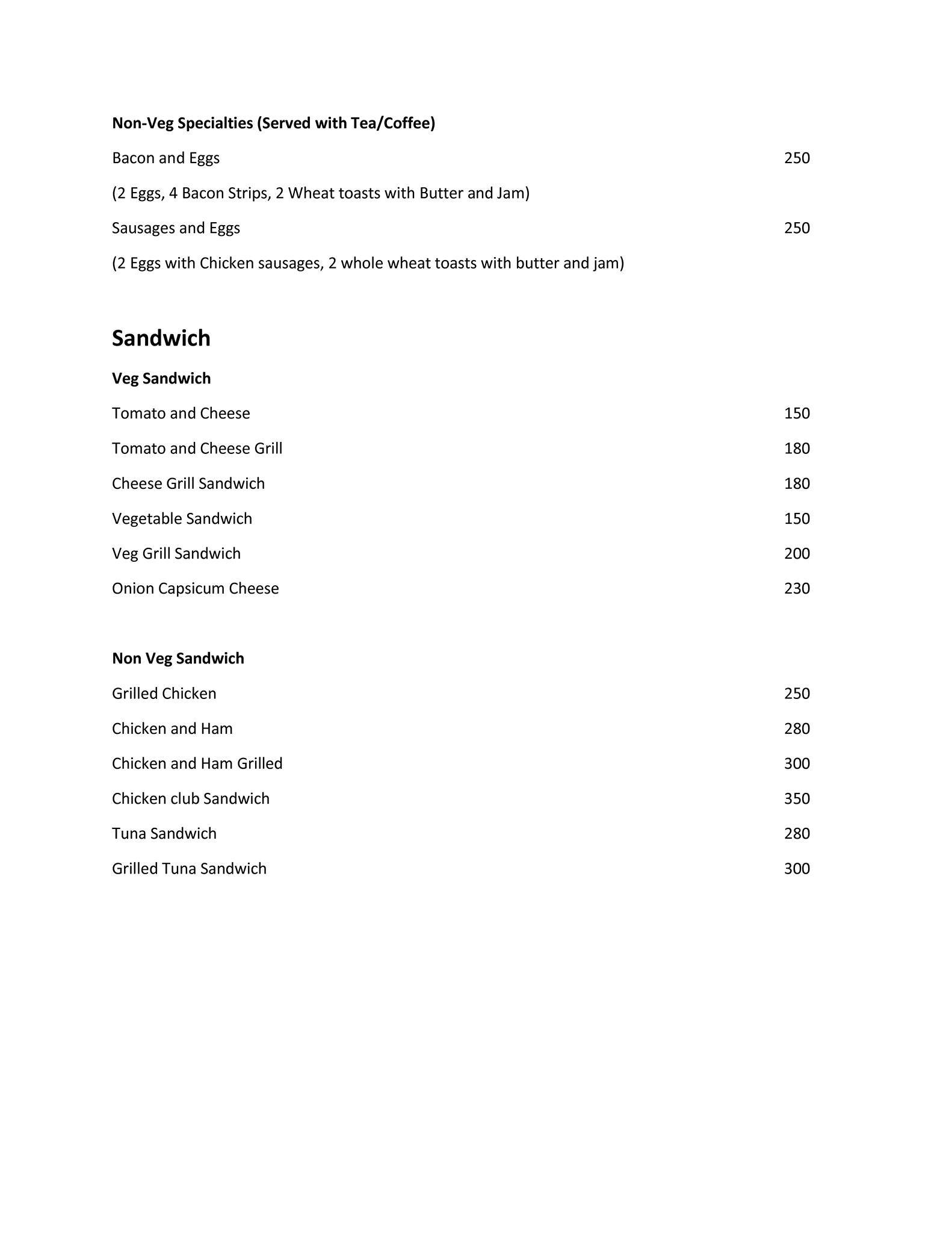 Cafe Live menu