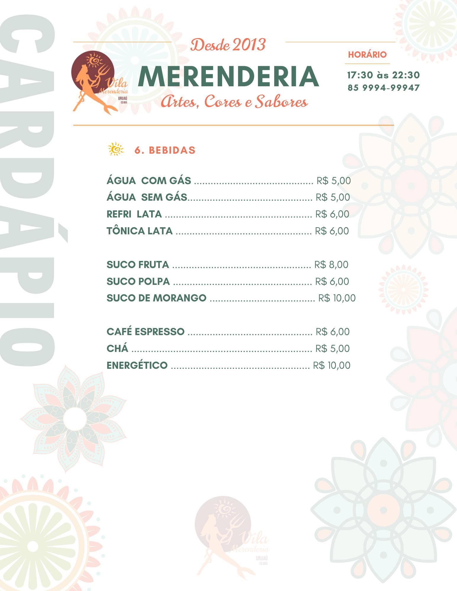 Merenderia - Imbassai cardápio